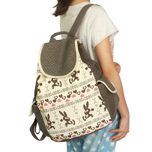 [Happy Trip] Fabric Art School Backpack Outdoor Daypack