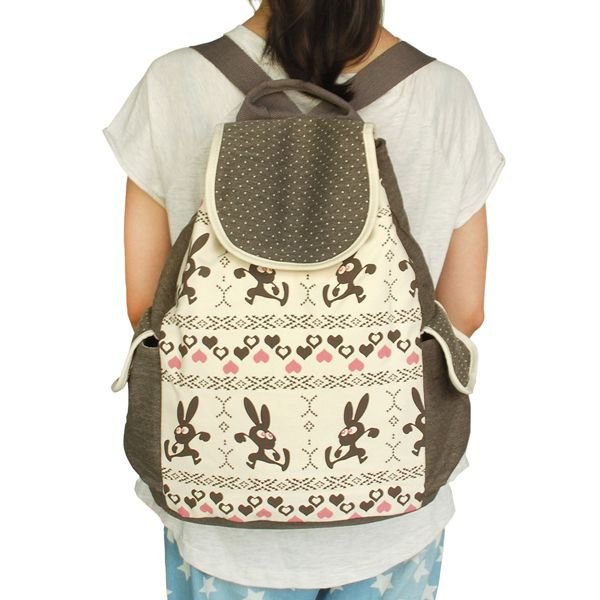 [Happy Trip] Fabric Art School Backpack Outdoor Daypack
