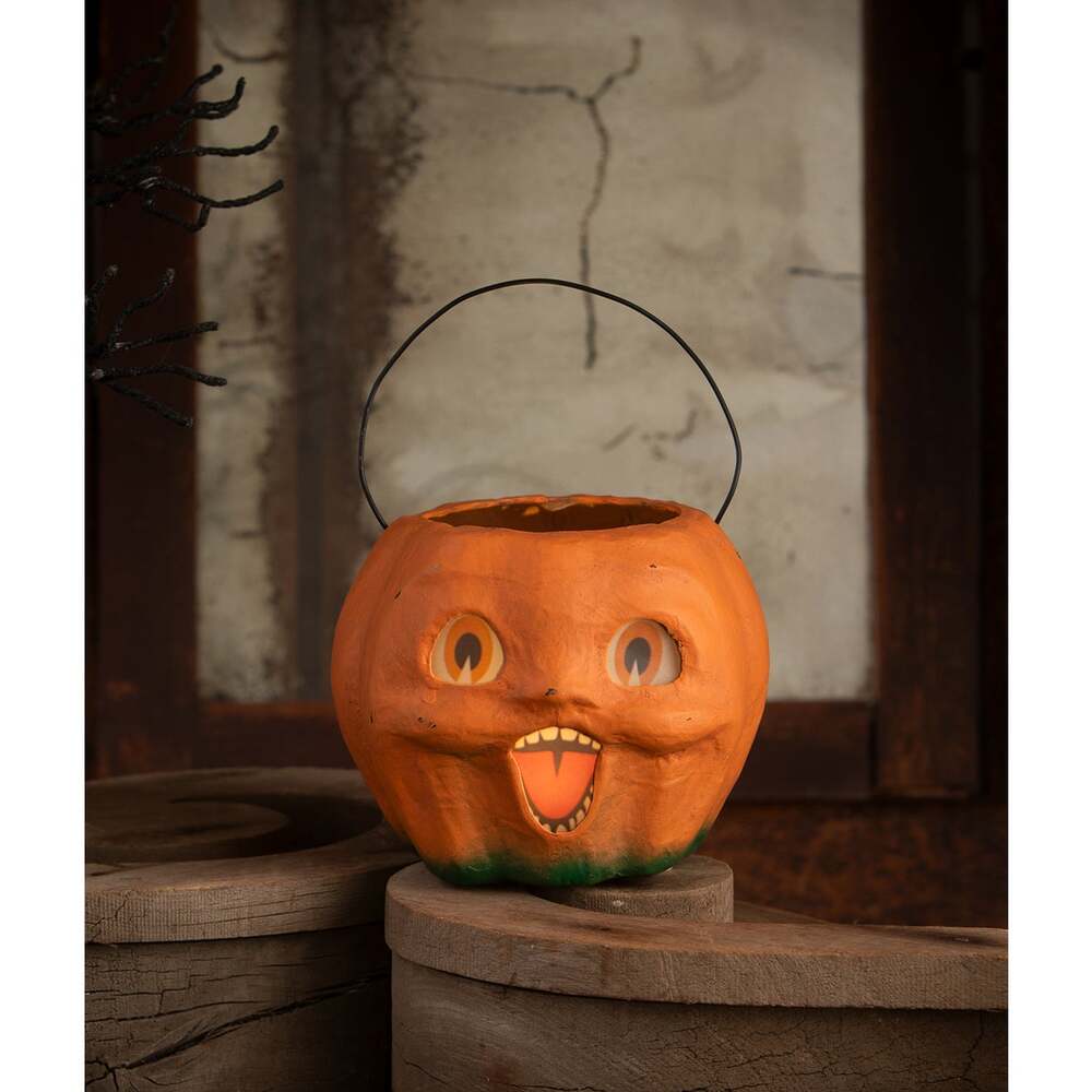 Happy Vintage Pumpkin Bucket Medium by Bethany Lowe Designs