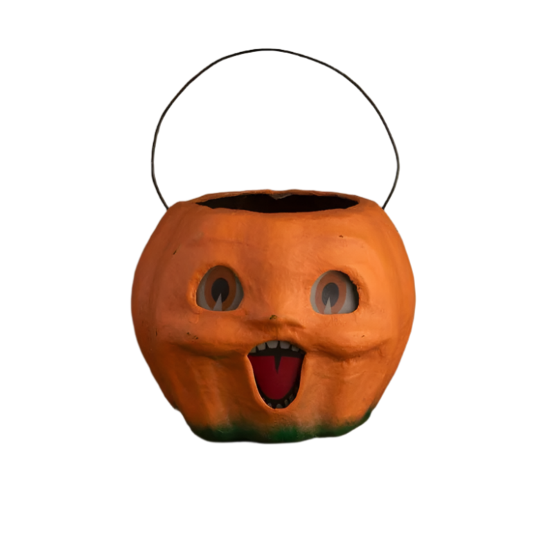 Happy Vintage Pumpkin Bucket Medium by Bethany Lowe Designs