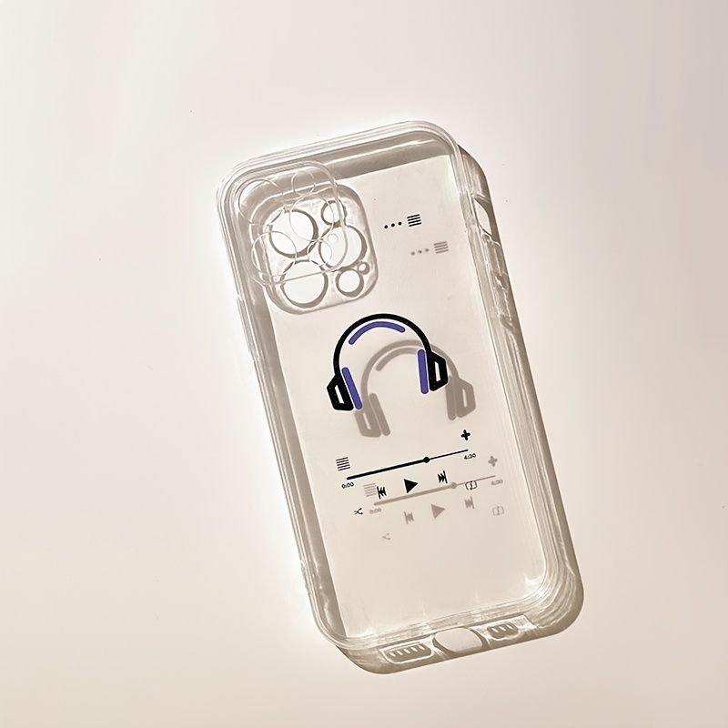 Headset Printed Transparent Phone Case For IPhone14/14Plus/14Pro/14Pro Max; iPhone13/13Mini/13Pro/13Pro Max; iPhone12/12Mini/12Pro/12Pro Max; iPhone11/11Pro/11Pro Max; iPhoneX/XR/XS/XS Max; iPhone 8/7