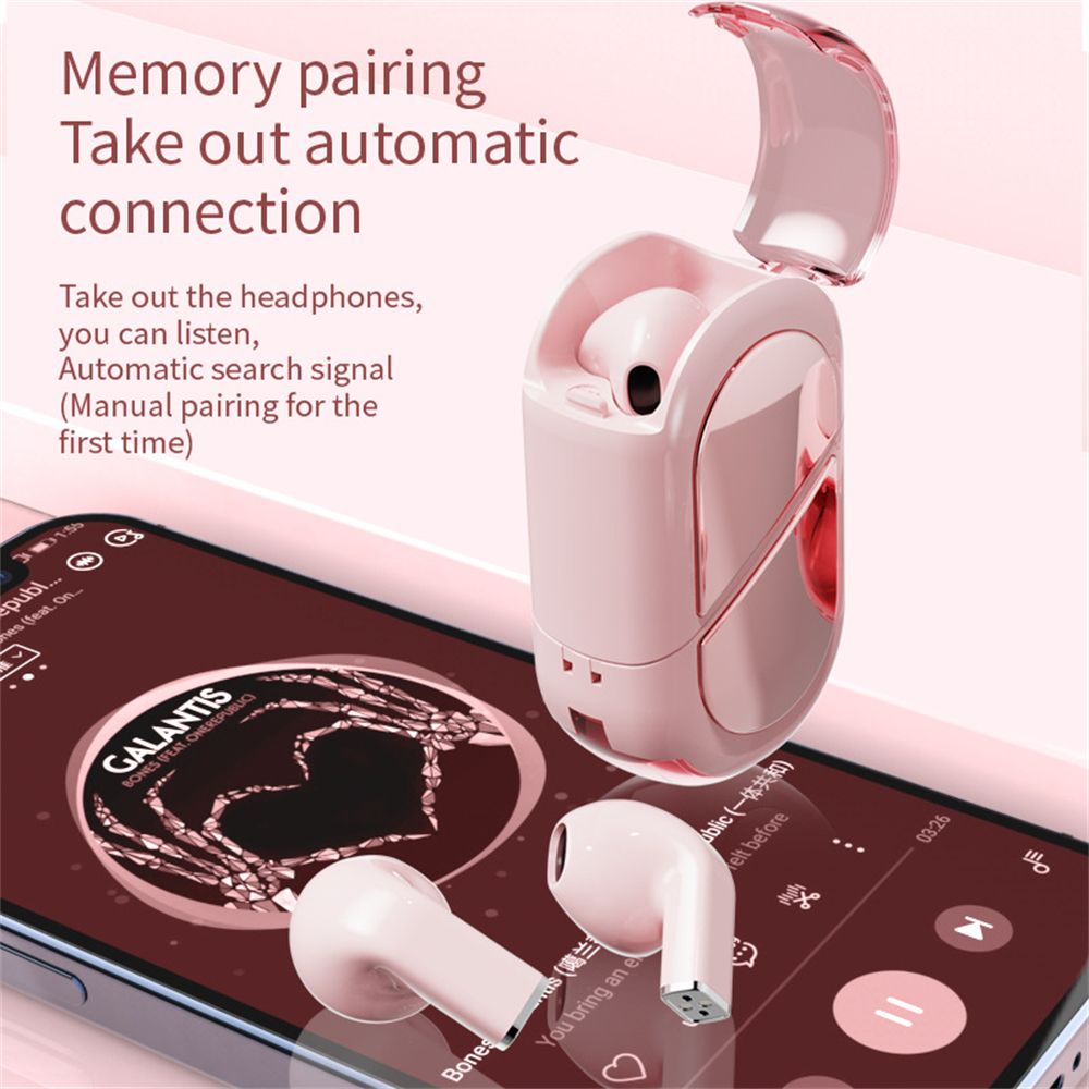 Heart-Shaped Earphones Rotatable Wireless Bluetooth In-Ear Earbuds Model K520