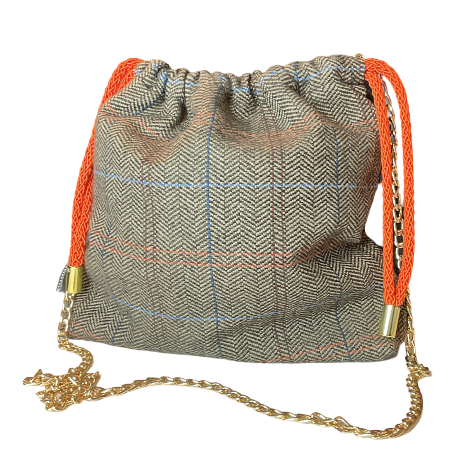 Petites Chevaux Noir Vintage Silk Scarf Drawstring Crossbody Bag