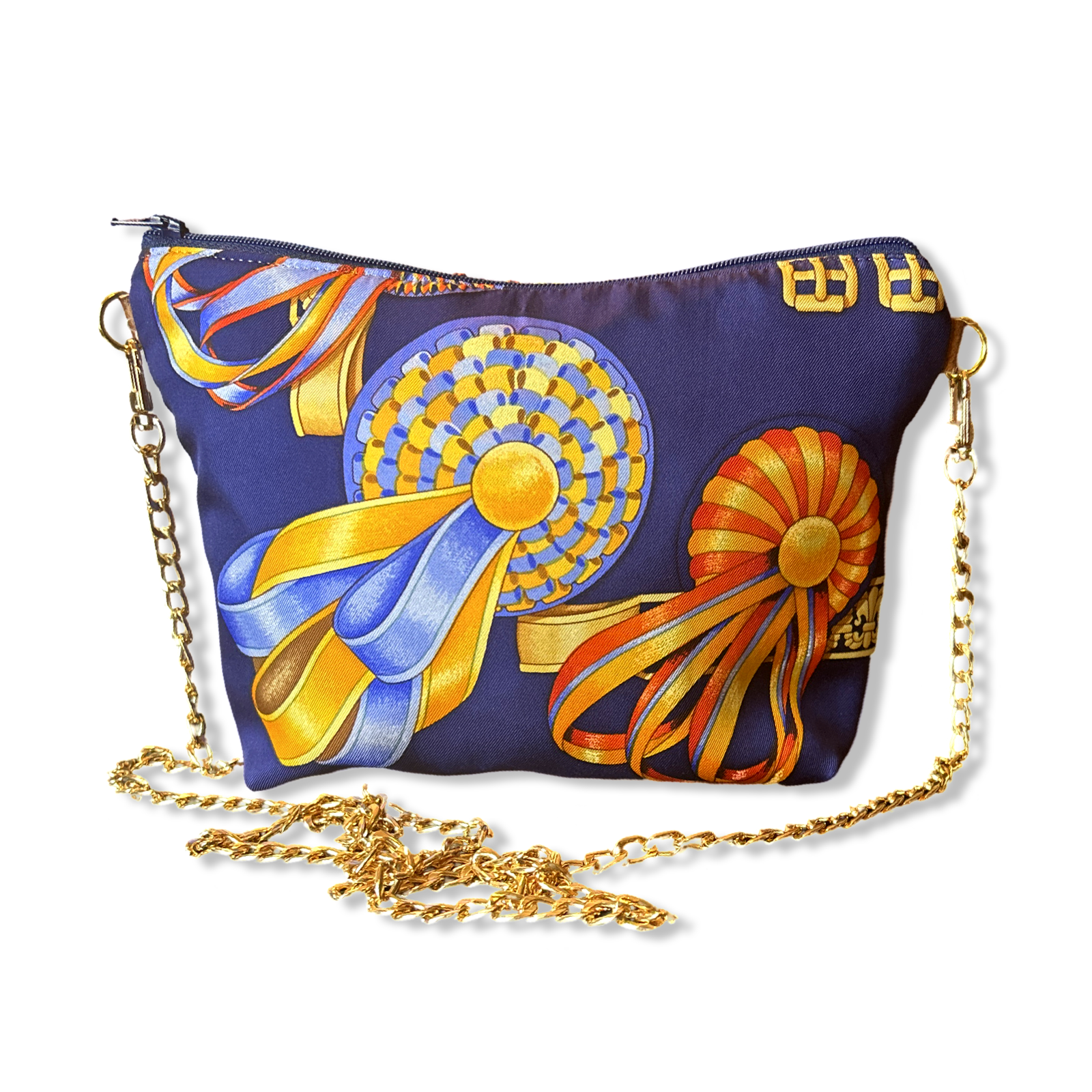 Rubans du Cheval Navy Vintage Silk Scarf Crossbody Bag