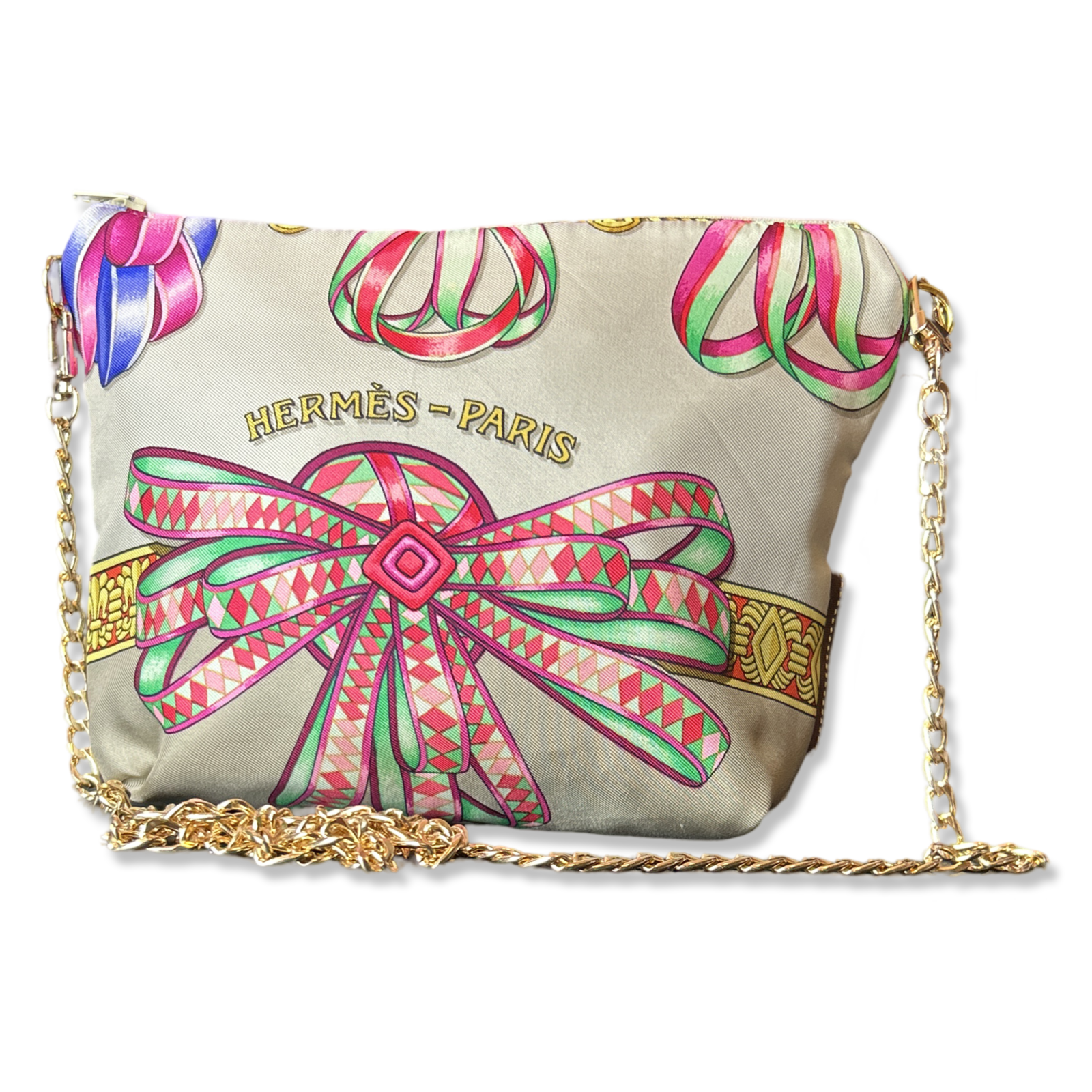 Rubans du Cheval Beige Vintage Silk Scarf Crossbody Bag