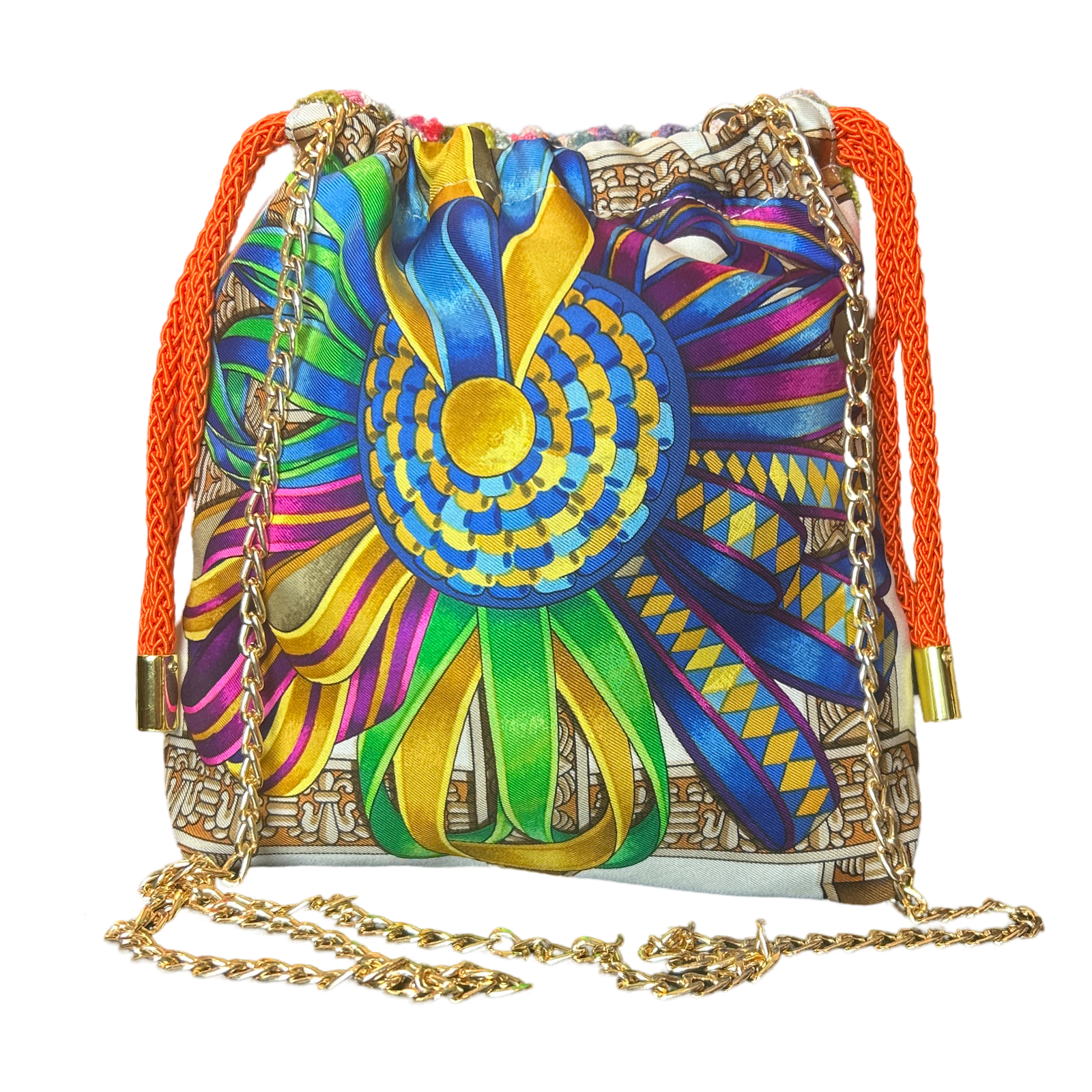 Rubans du Cheval Blanc Vintage Scarf Drawstring Crossbody Bag