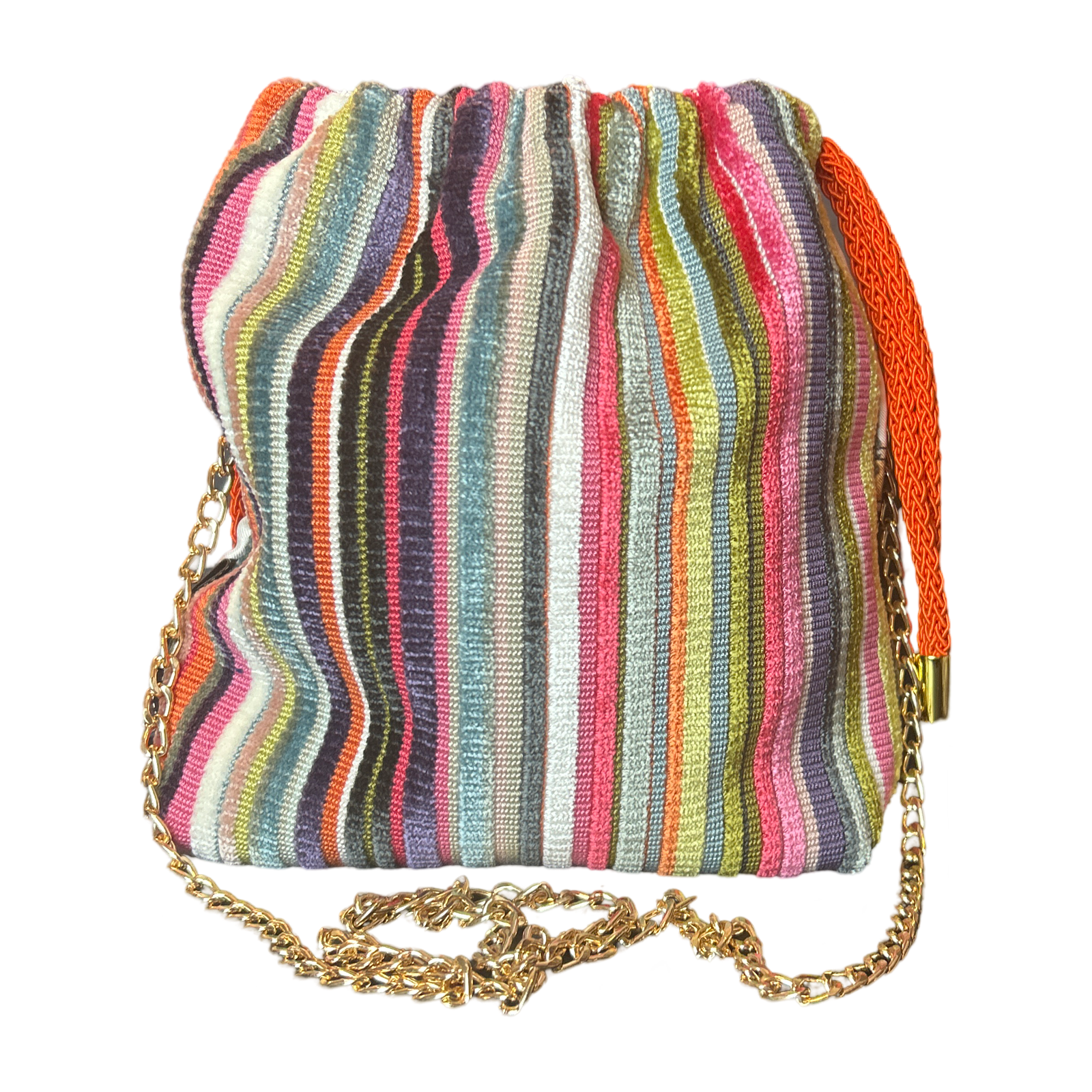 Rubans du Cheval Fuchsia Vintage Scarf Drawstring Crossbody Bag