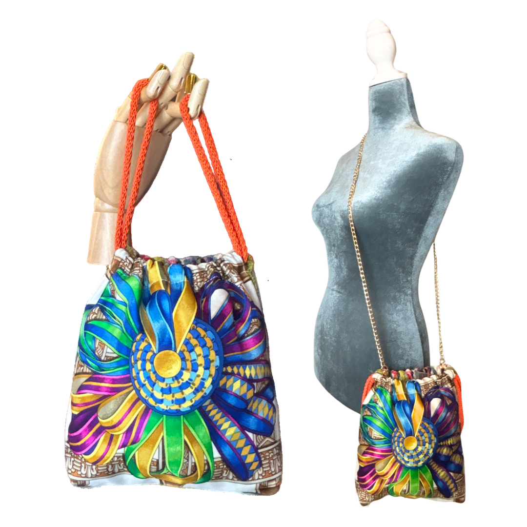 Rubans du Cheval Blanc Vintage Scarf Drawstring Crossbody Bag