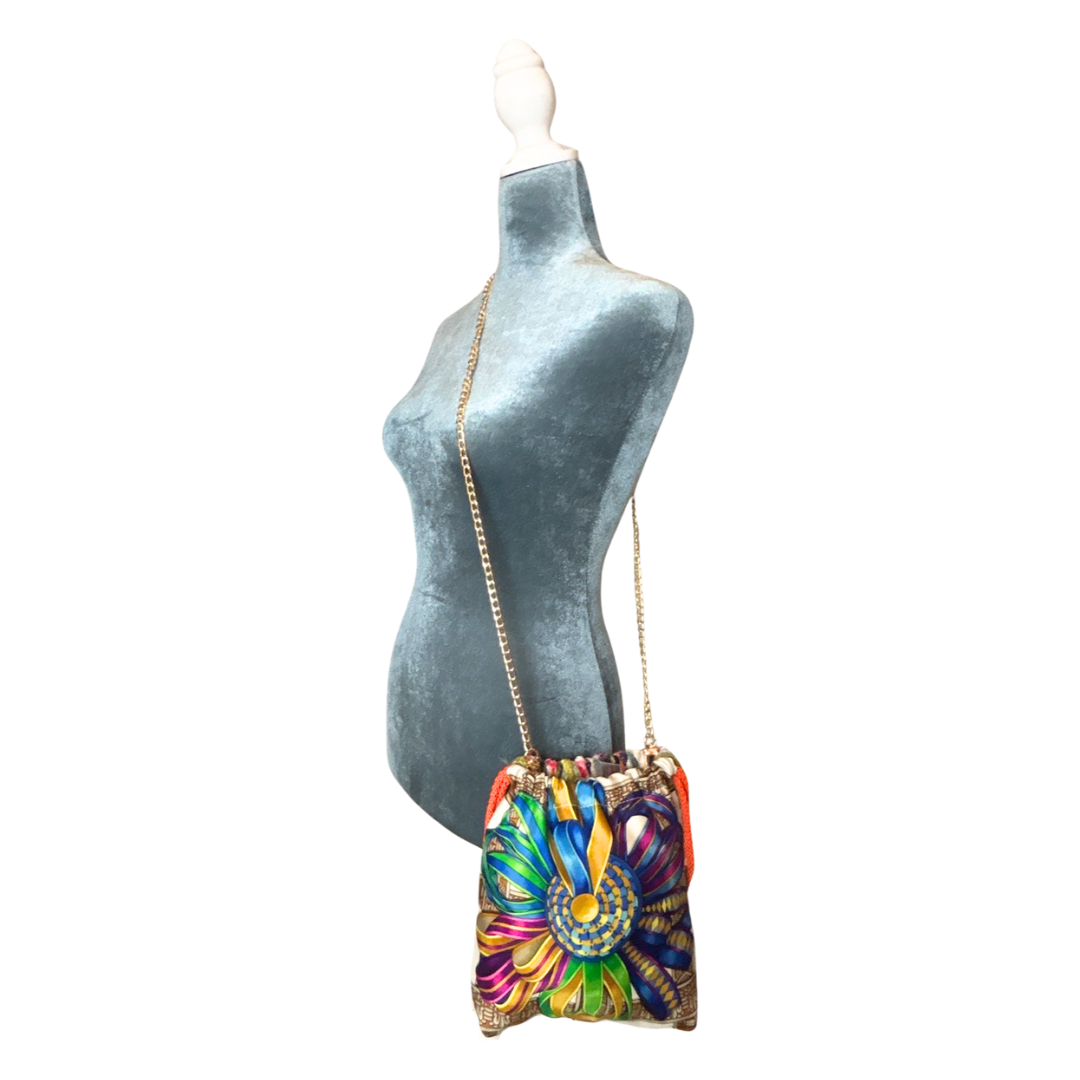 Rubans du Cheval Blanc Vintage Scarf Drawstring Crossbody Bag