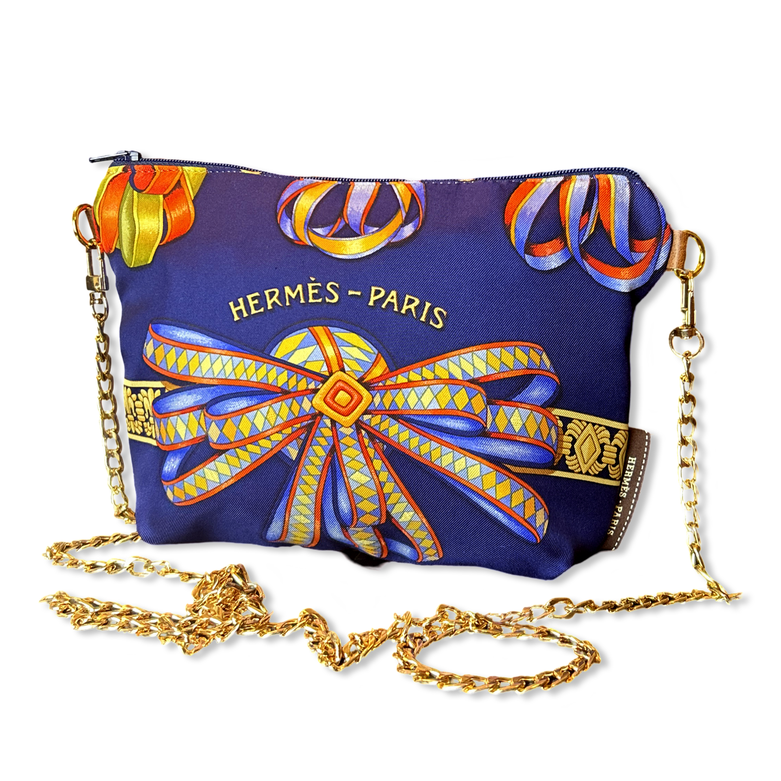 Rubans du Cheval Navy Vintage Silk Scarf Crossbody Bag