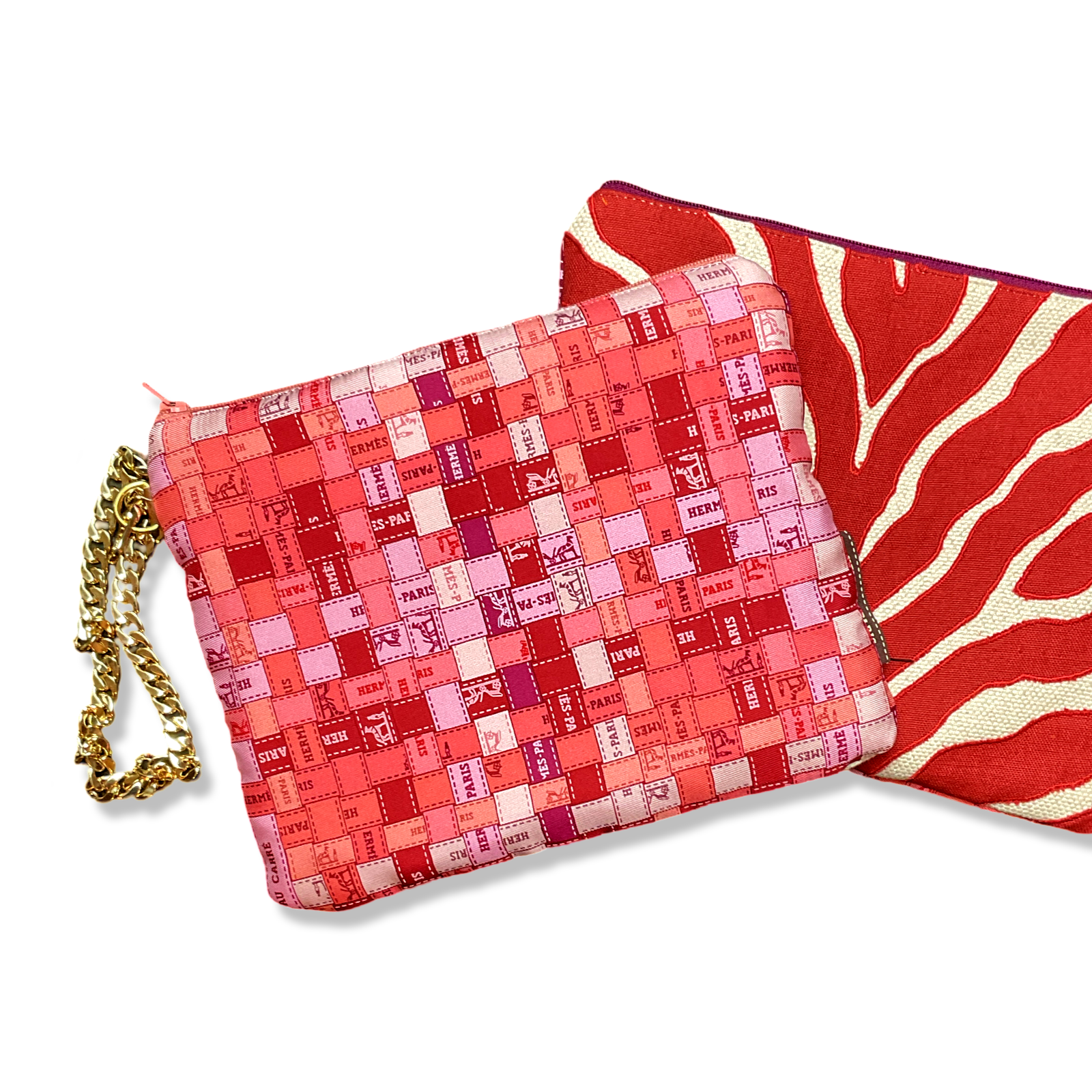 Bolduc Au Carre Vintage Silk Scarf Wristlet Bag