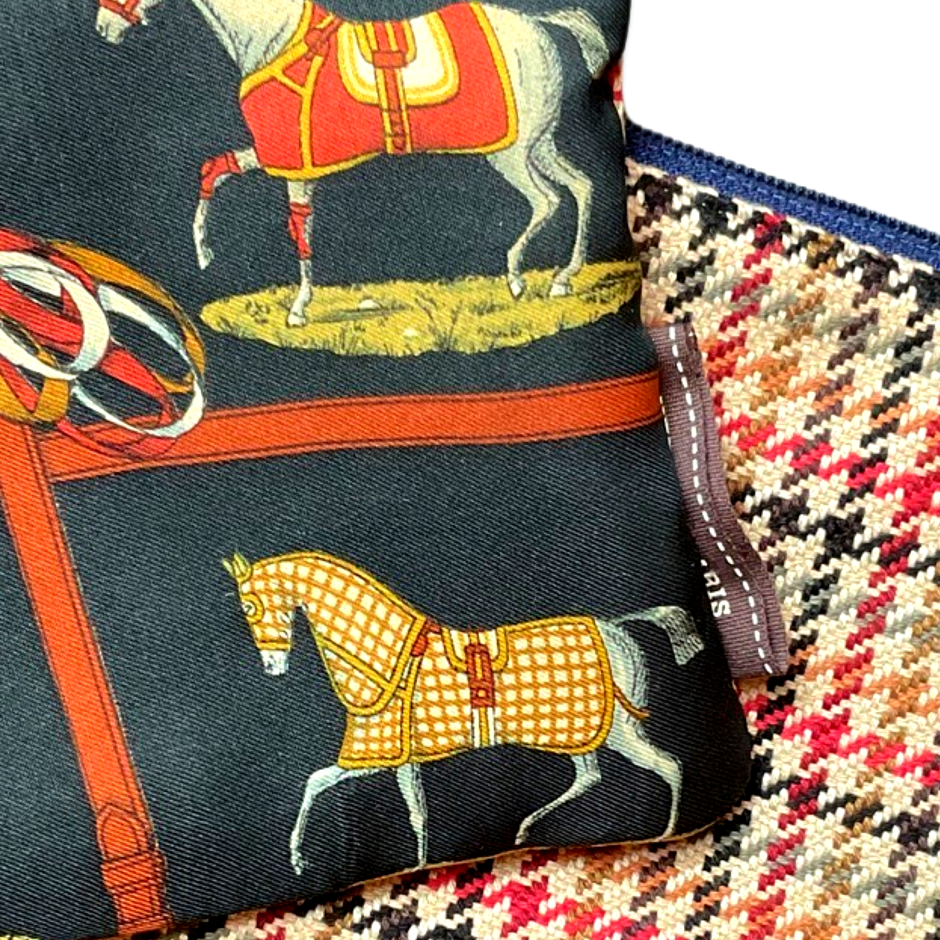 Petites Chevaux Noir Vintage Scarf Crossbody Bag