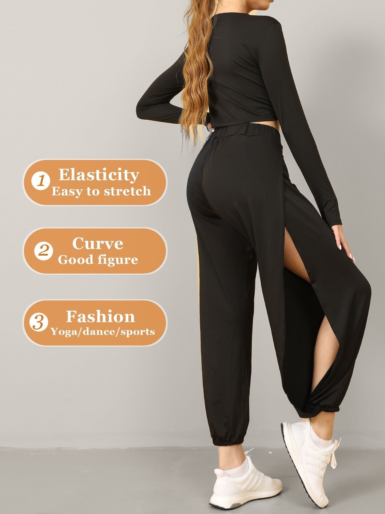 High Slit Boho Harem Yoga Pants for Women – Flowy, Trendy & Comfortable