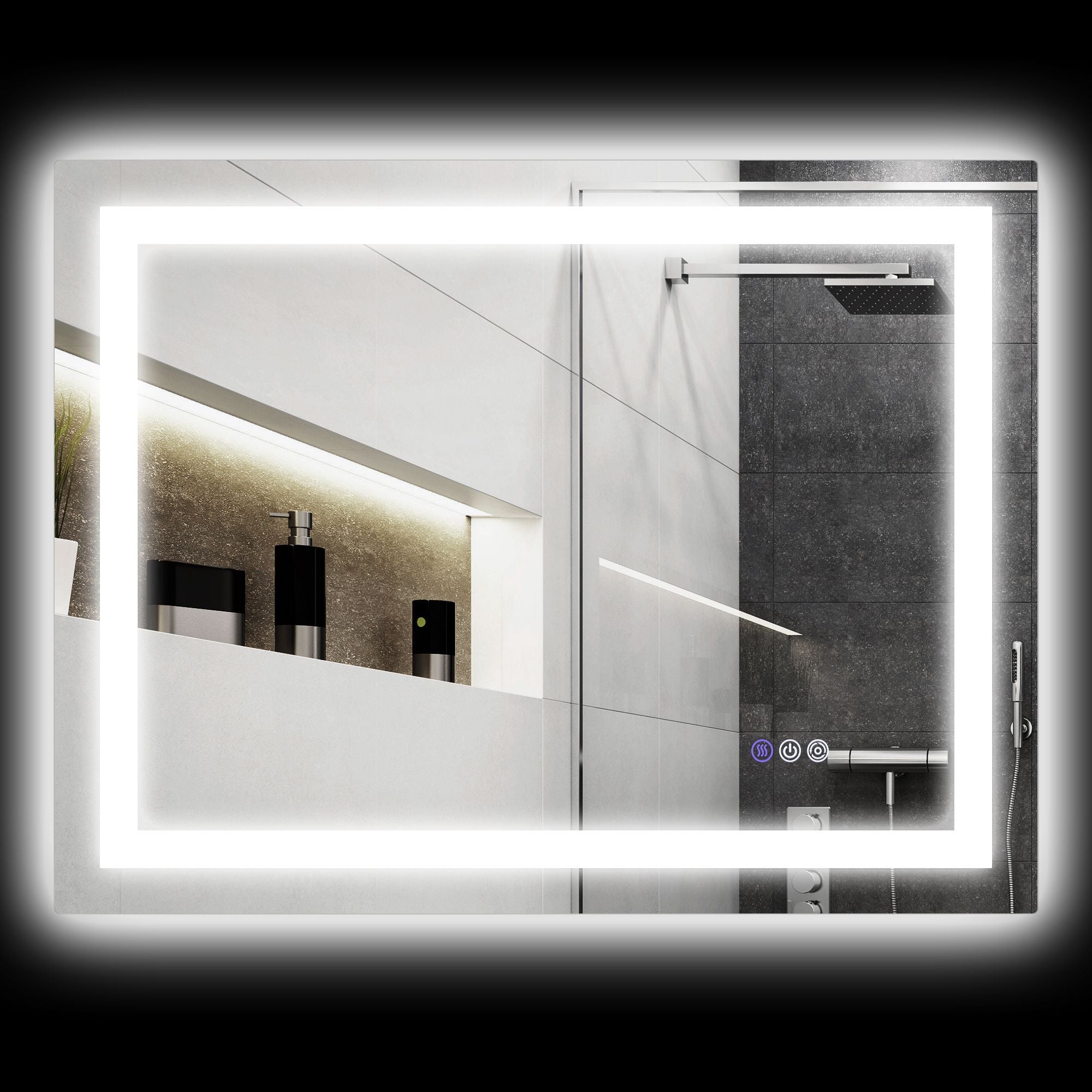 HOMCOM Dimmable Bathroom Mirror with Lights, 32" x 24" Backlit/Front Lit LED Mirror, Anti-Fog, Memory, Infinite Color Temp