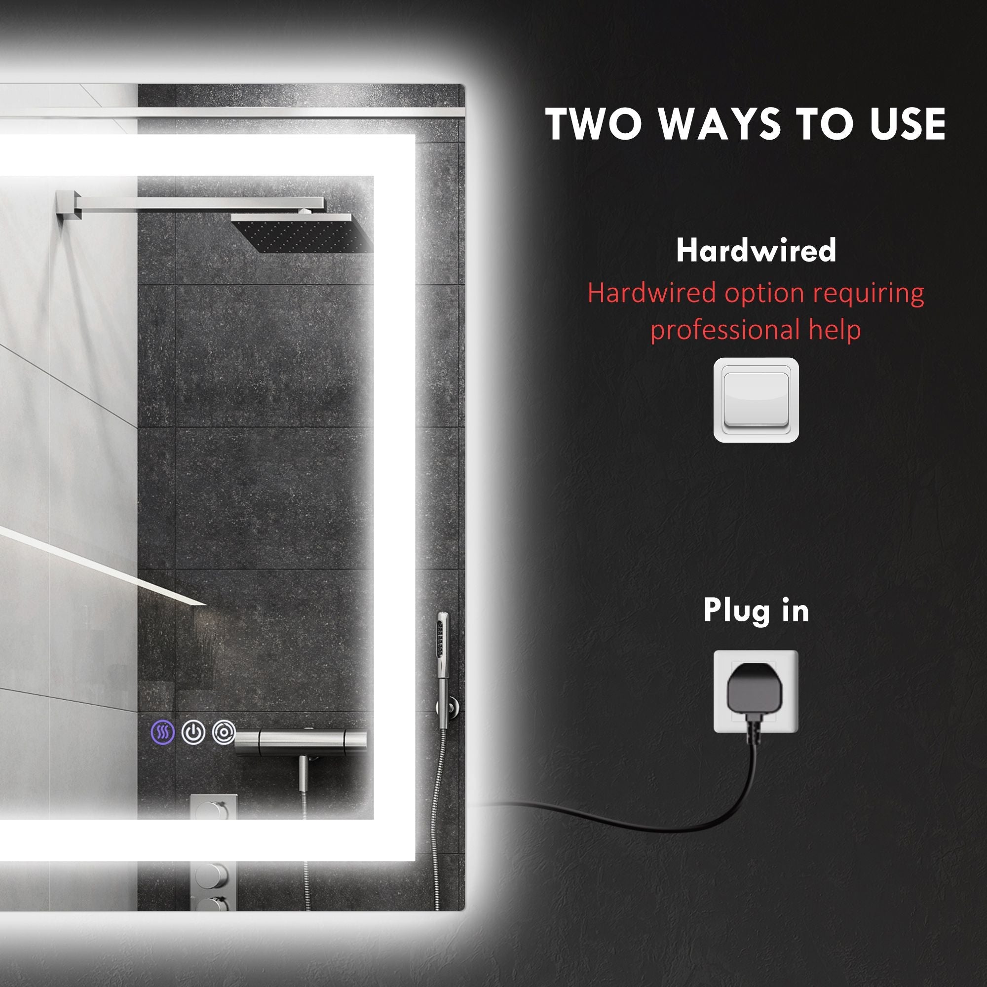 HOMCOM Dimmable Bathroom Mirror with Lights, 32" x 24" Backlit/Front Lit LED Mirror, Anti-Fog, Memory, Infinite Color Temp