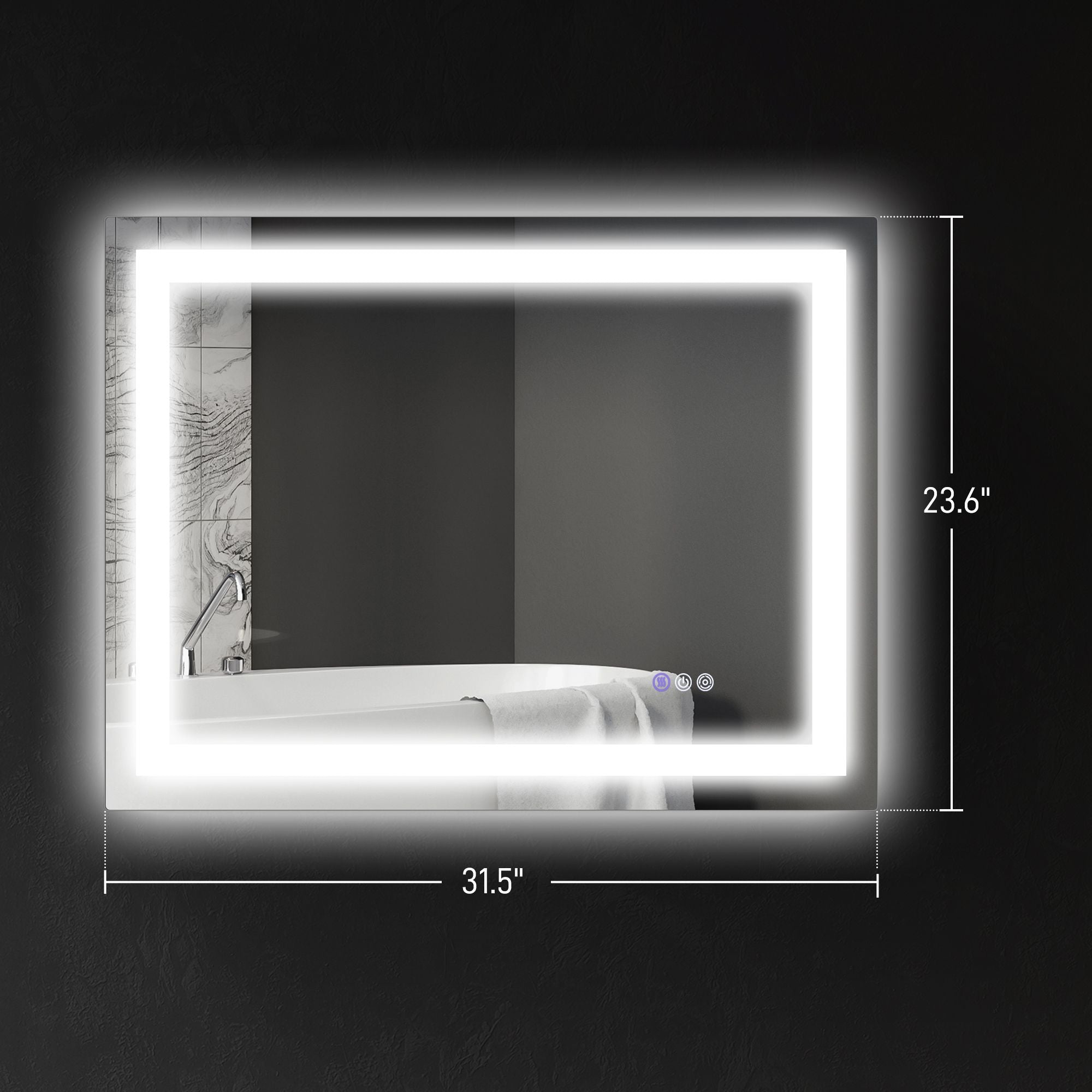 HOMCOM Dimmable Bathroom Mirror with Lights, 32" x 24" Backlit/Front Lit LED Mirror, Anti-Fog, Memory, Infinite Color Temp