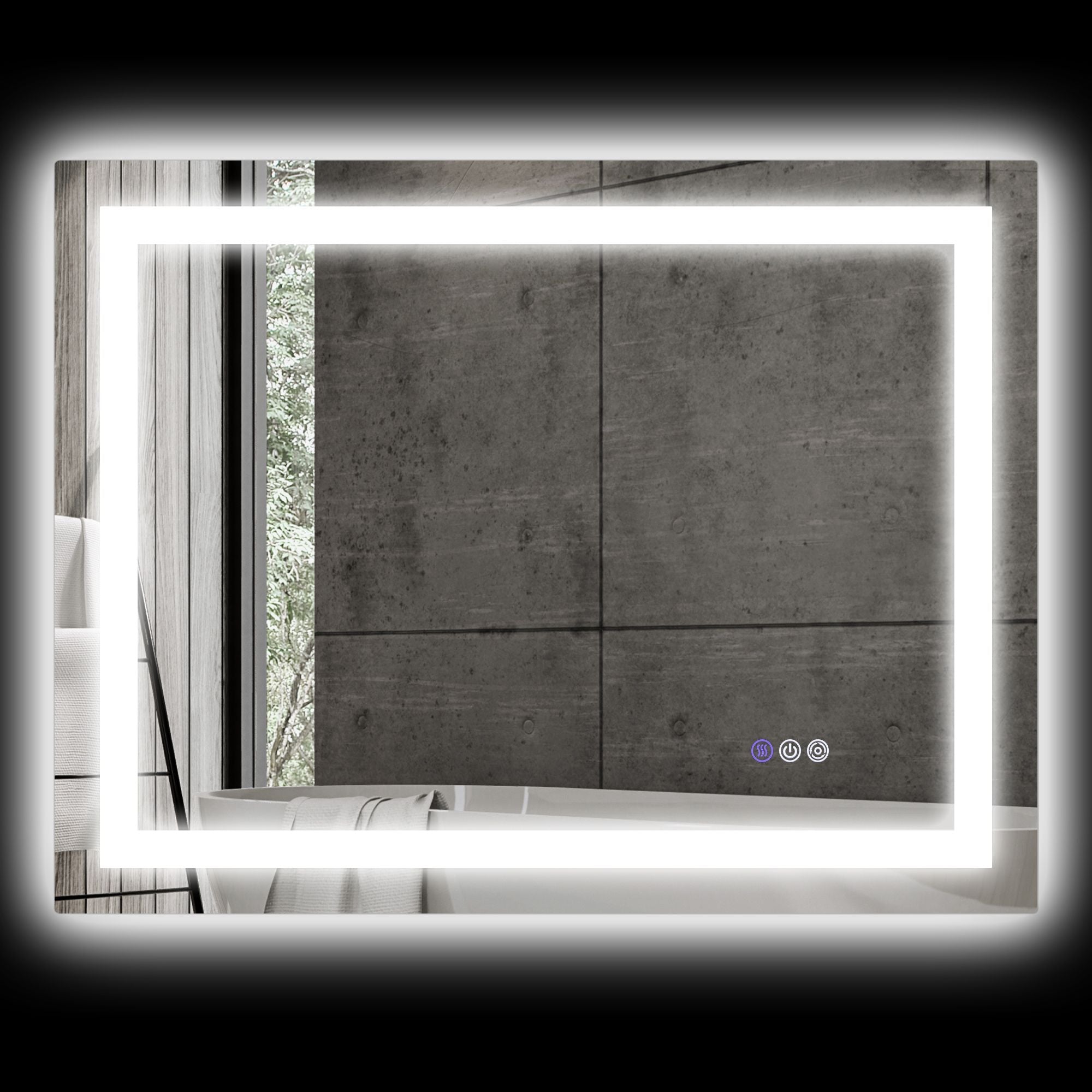 HOMCOM Dimmable Bathroom Mirror with Lights, 32" x 24" Backlit/Front Lit LED Mirror, Anti-Fog, Memory, Infinite Color Temp