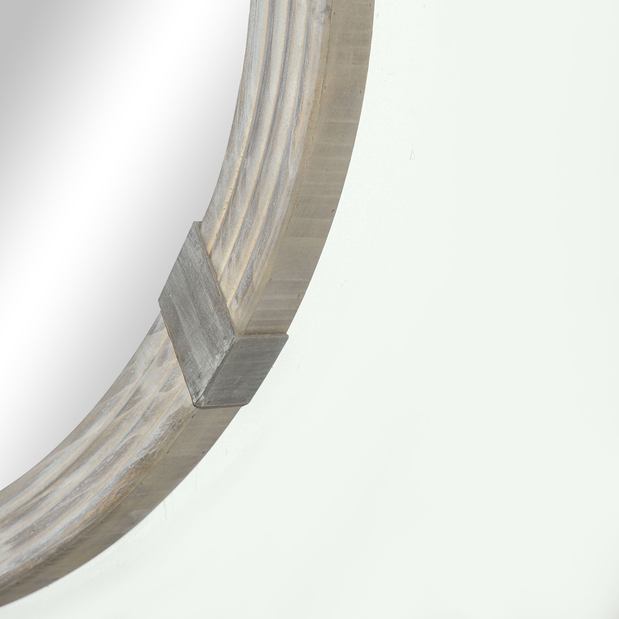 HOMCOM Round Wood Wall Mirror 31 Inch Natural Wood Color for Living Room Bedroom