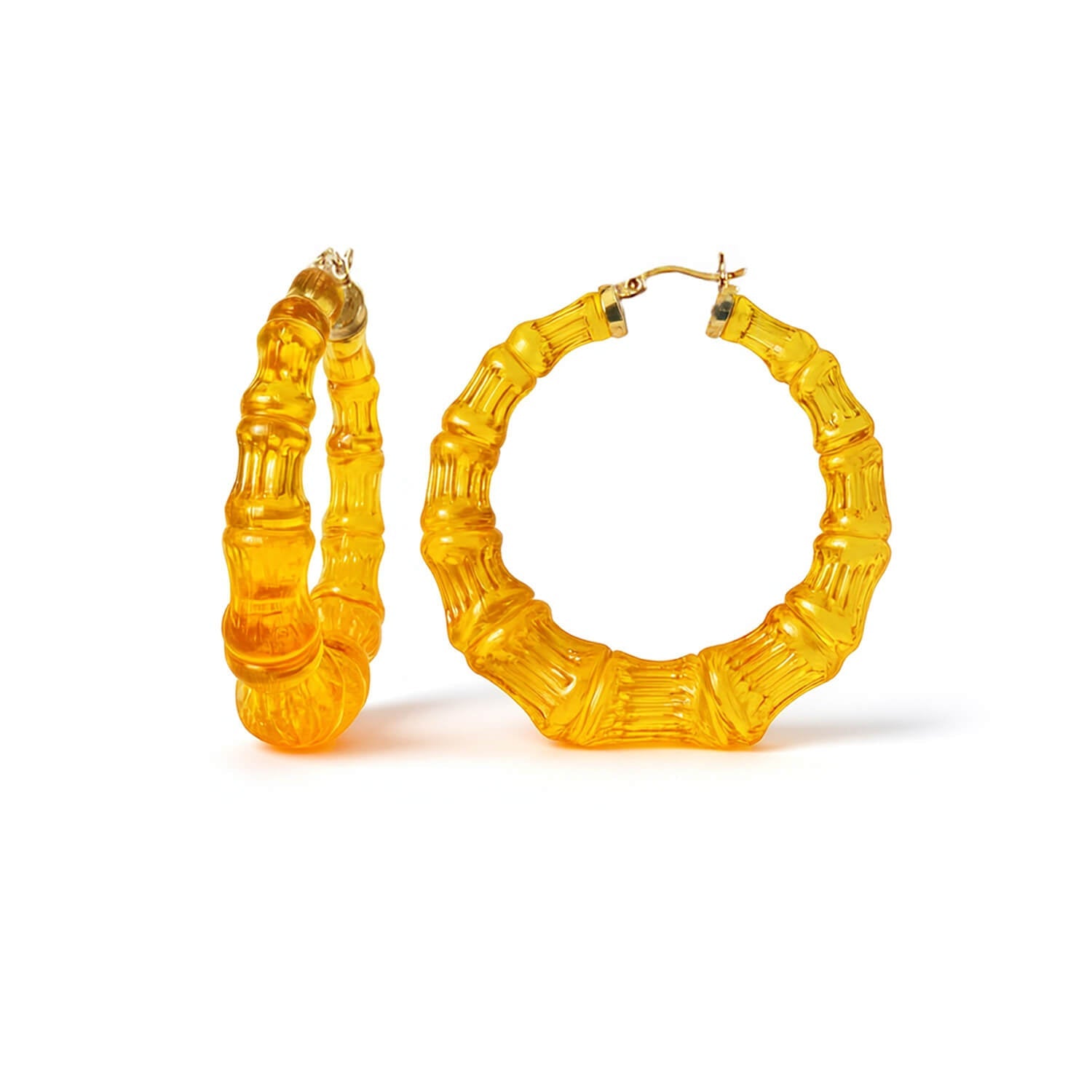 Honey Lucite Bamboo Hoop Earrings