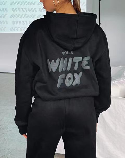 Hoodie-white Fox Outerwear -two Pieces Of Hoodie Suits Long -sleeved Hooded Outfit Set Jst