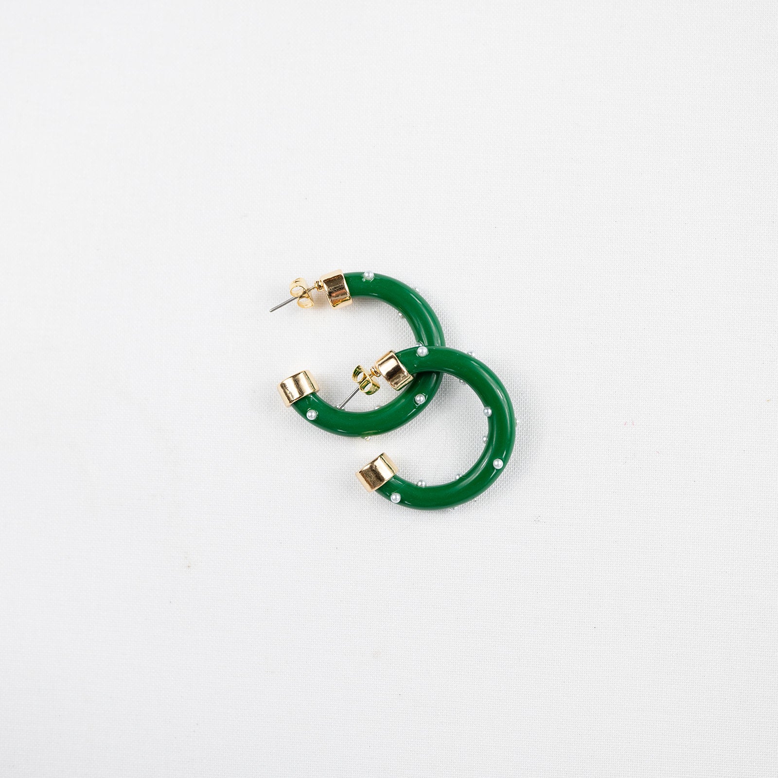 Mini  Hoops - Kelly Green with Pearls