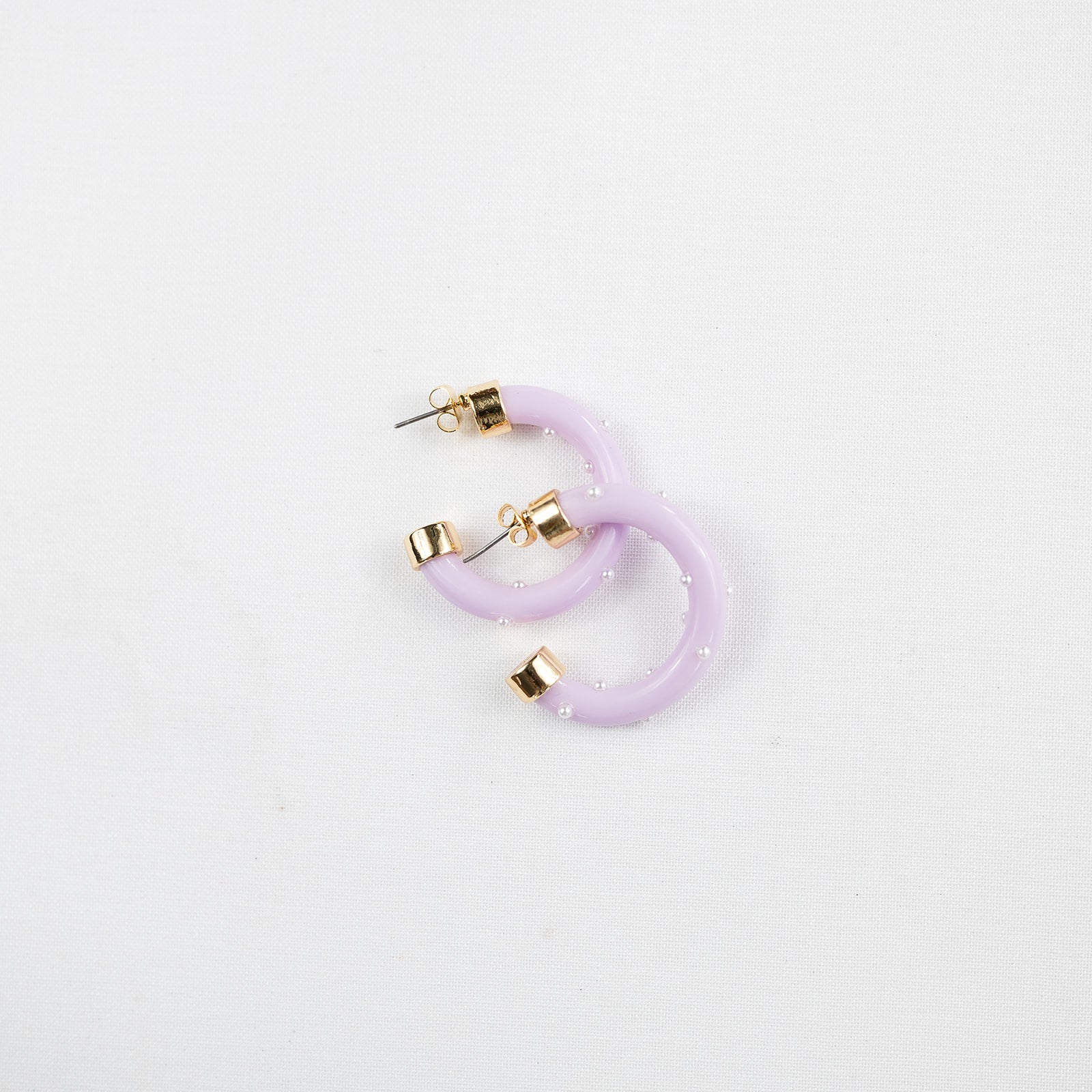 Mini  Hoops - Lavender with Pearls