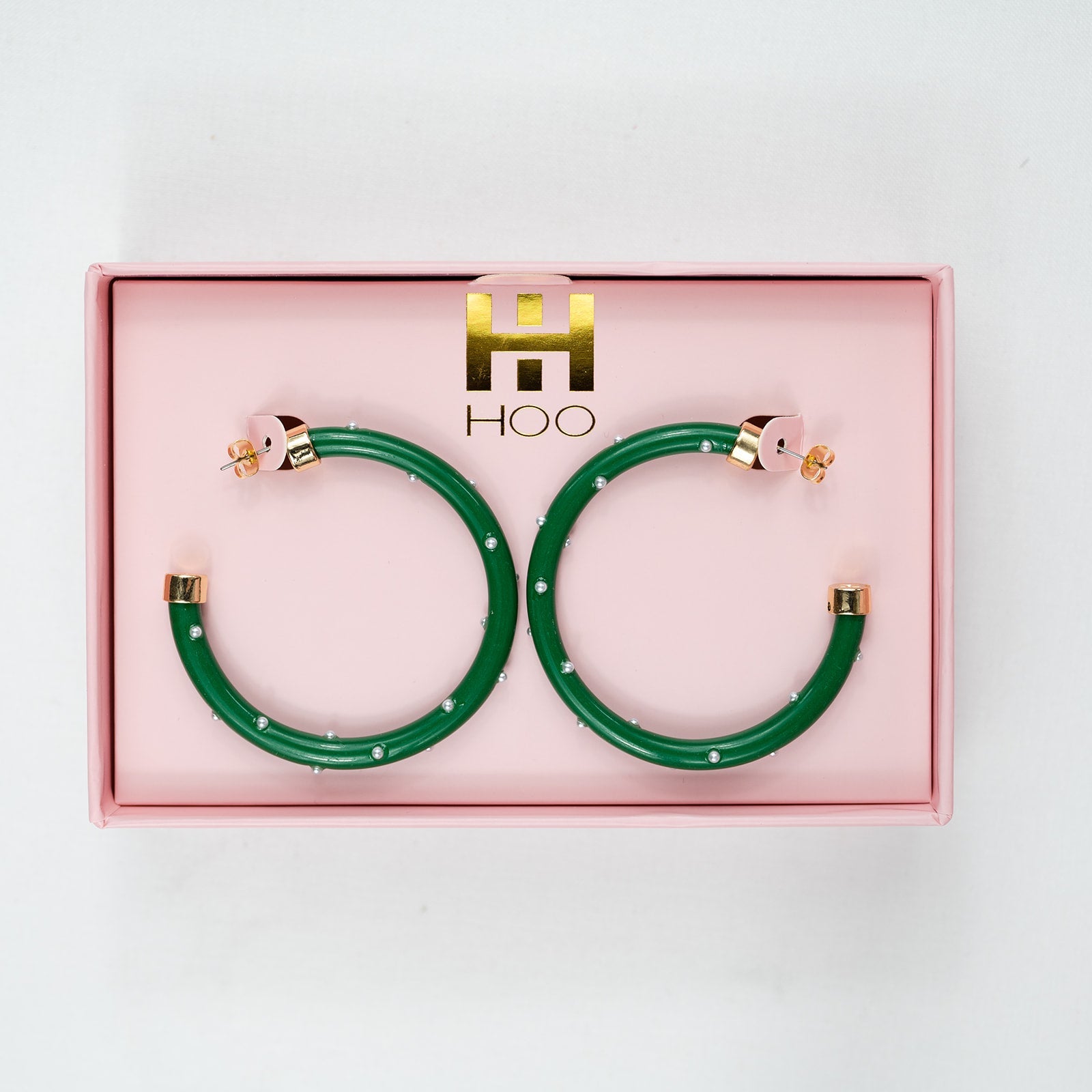 Hoops - Kelly Green with Pearls