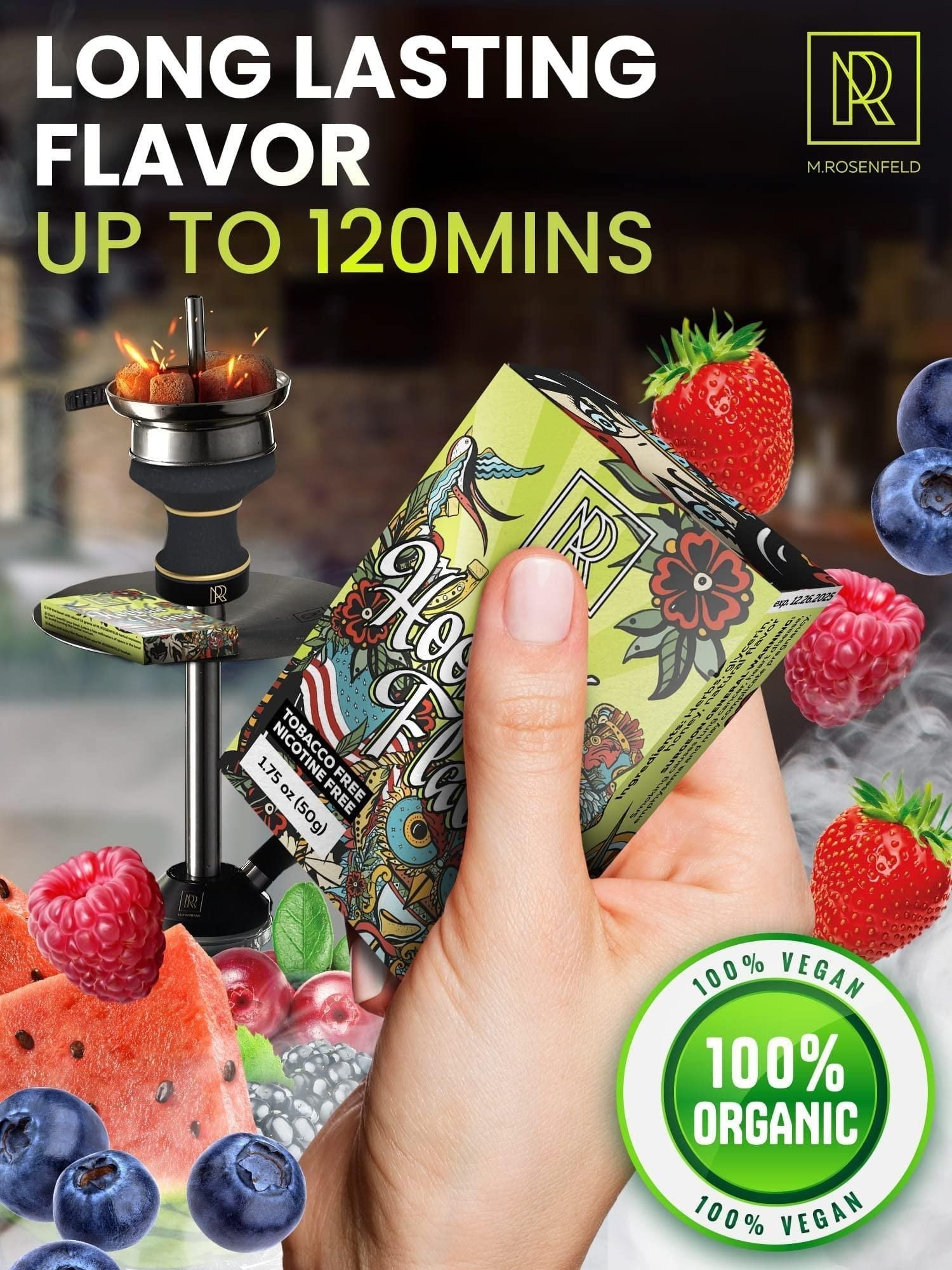 Hookah Shisha Flavors Set 3x1.75 oz (50 g) Shisha Hookah Flavors for your Hookah Bowl (Blueberry Watermelon Wild Berries) Pack of 3