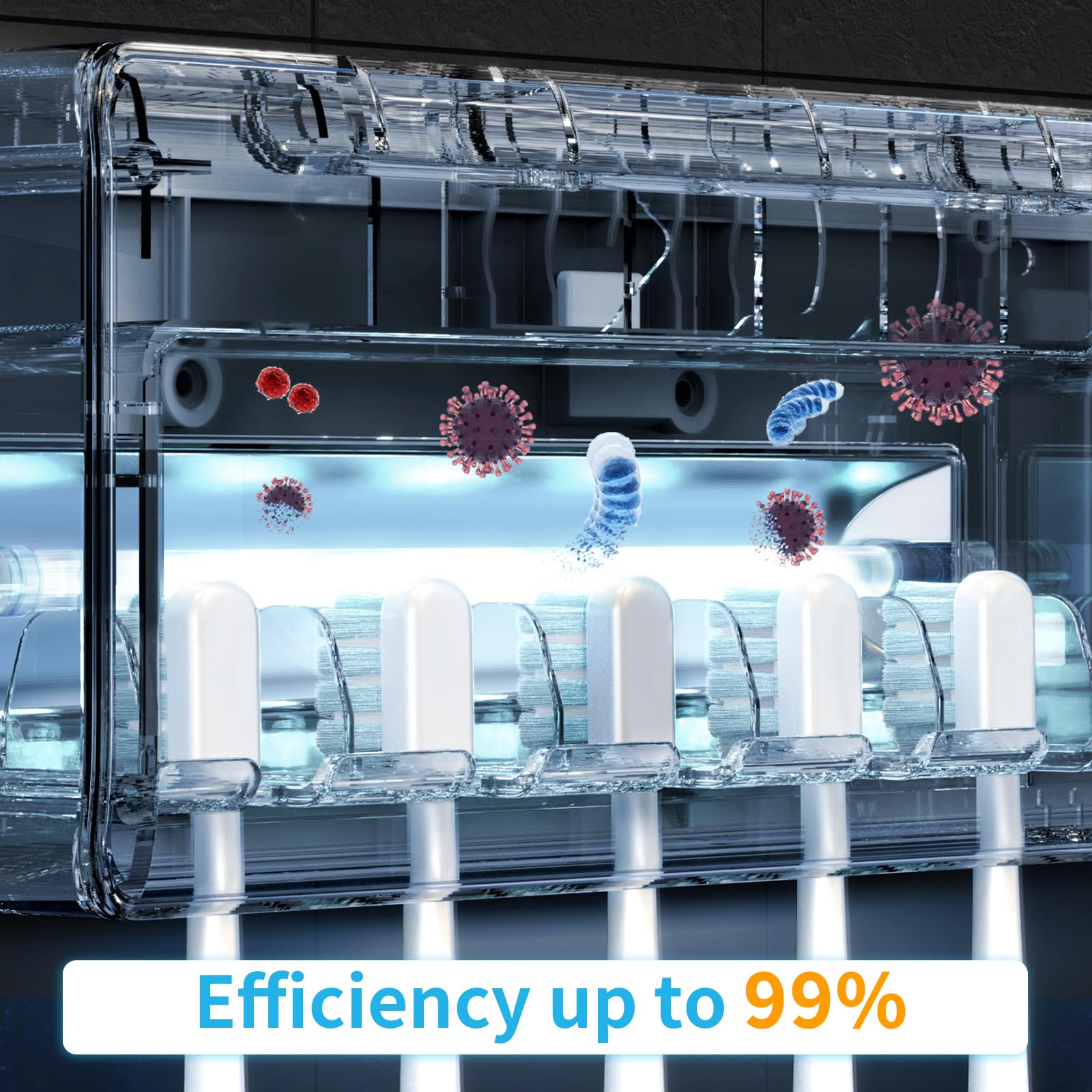 HouseGem Toothbrush Holder, Timer Function, 2000mAh Rechargeable Cordless Wall-Mounted Bathroom (White)