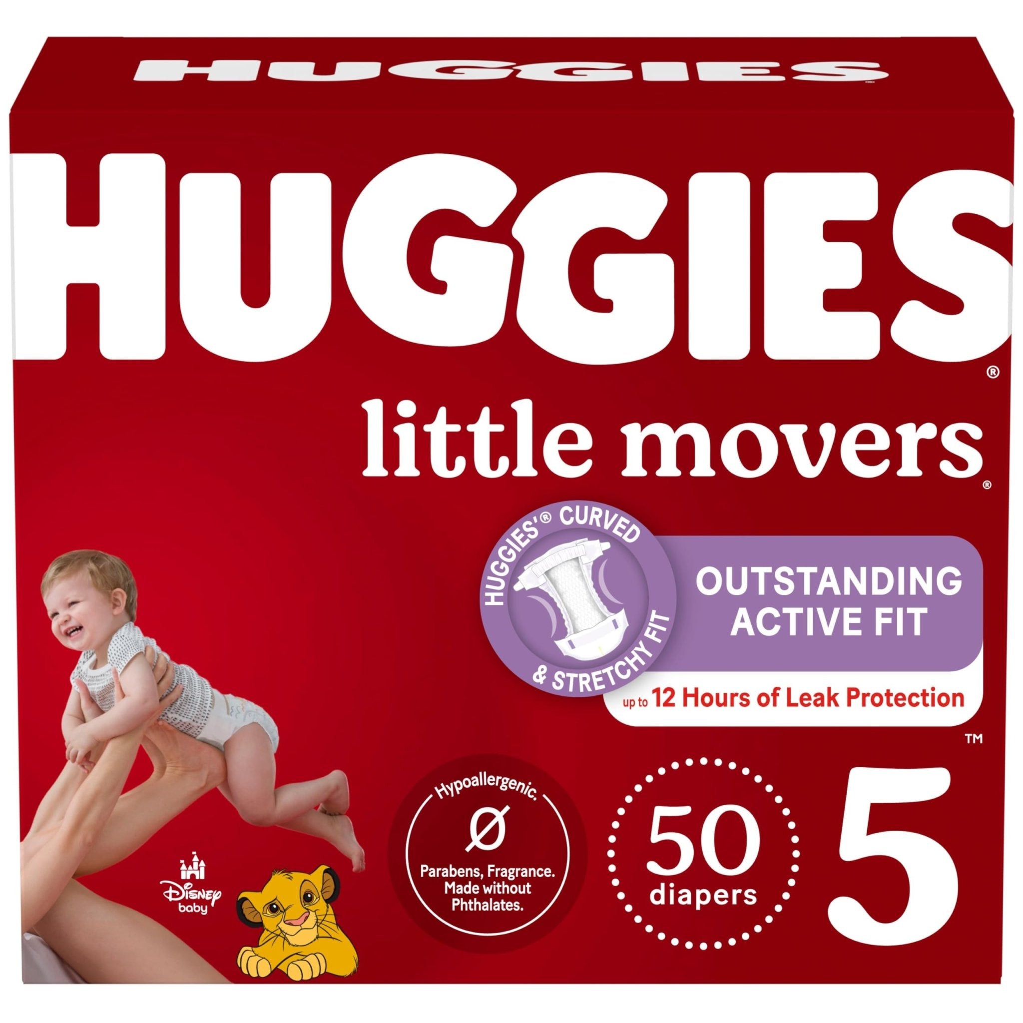 Huggies Size 5 Diapers, Little Movers Baby Diapers, Size 5 (27+ lbs), 132 Count (2 Packs of 66), Packaging May Vary