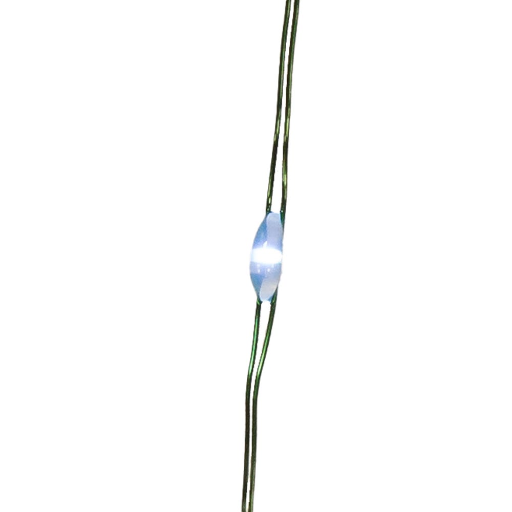 10' Battery Operated 25-Light Cool White Fairy LED Green Wire Light Set
