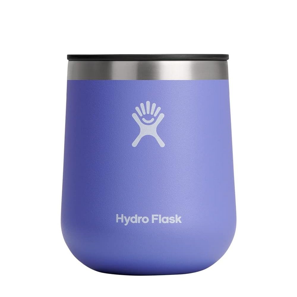 Hydro Flask 10 Oz Wine Glass - Ceramic Stemless Wine Tumbler - Unbreakable with Lid in Trillium Pink