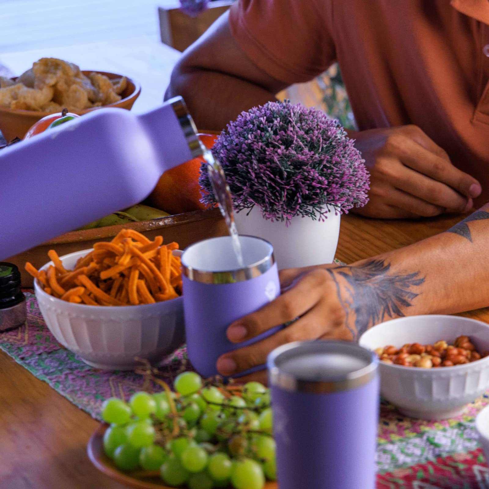 Hydro Flask 10 Oz Wine Glass - Ceramic Stemless Wine Tumbler - Unbreakable with Lid in Trillium Pink