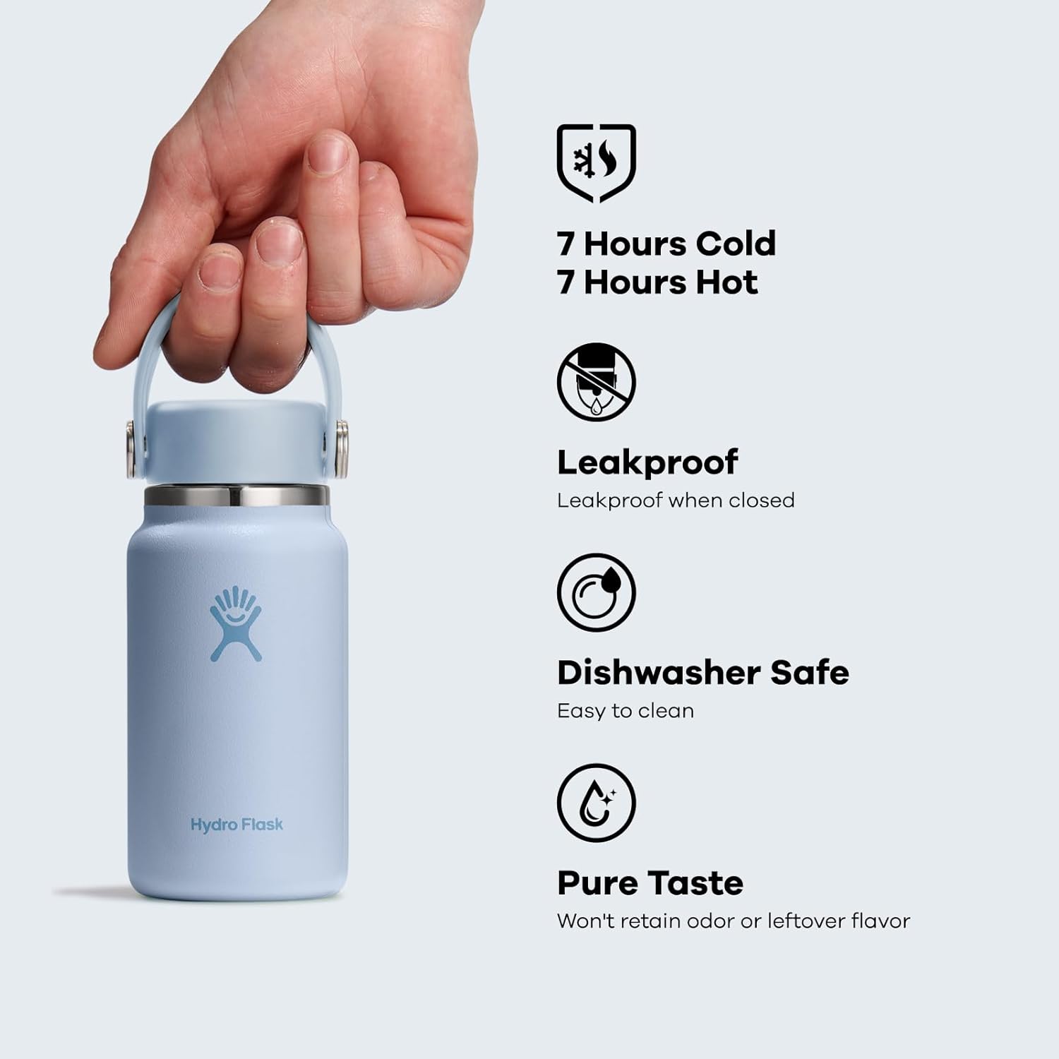 Hydro Flask Micro Bottle - Insulated Mini Leak Proof Flask for Purse or Pocket in 6.7 Oz Surf Blue