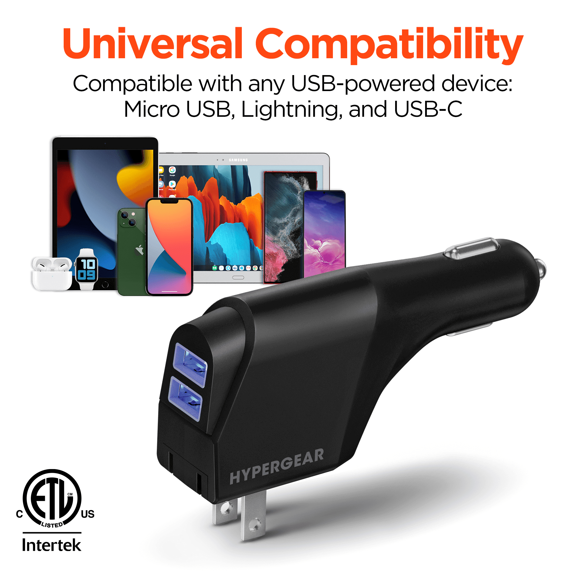 HyperGear Hybrid 2.1A Dual USB Car/Wall Charger