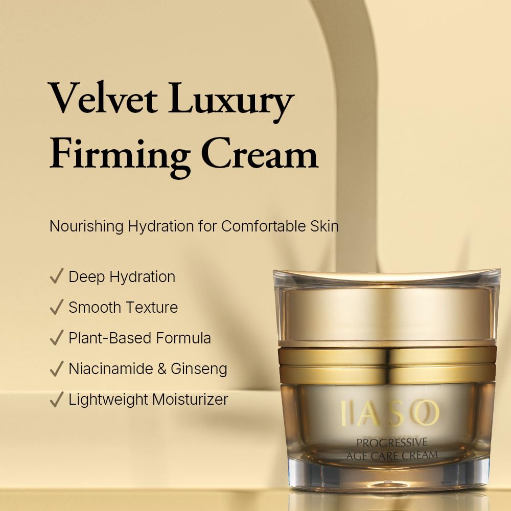 IASO PROGRESSIVE Age Care Cream | Korean Rich Nourishing Cream, Reduce Wrinkles, Infused with Ginseng, Anti-Aging Ingredients, 1.52 oz