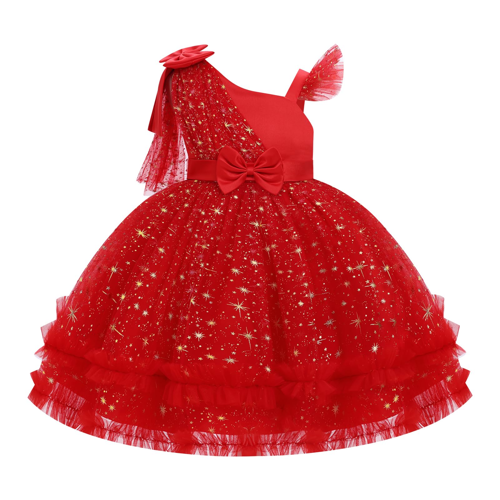 IBTOM CASTLE Girls Birthday Party Dress Heart Glitters Tulle Princess Dress Toddler Flower Girl Wedding Prom Pageant Dress