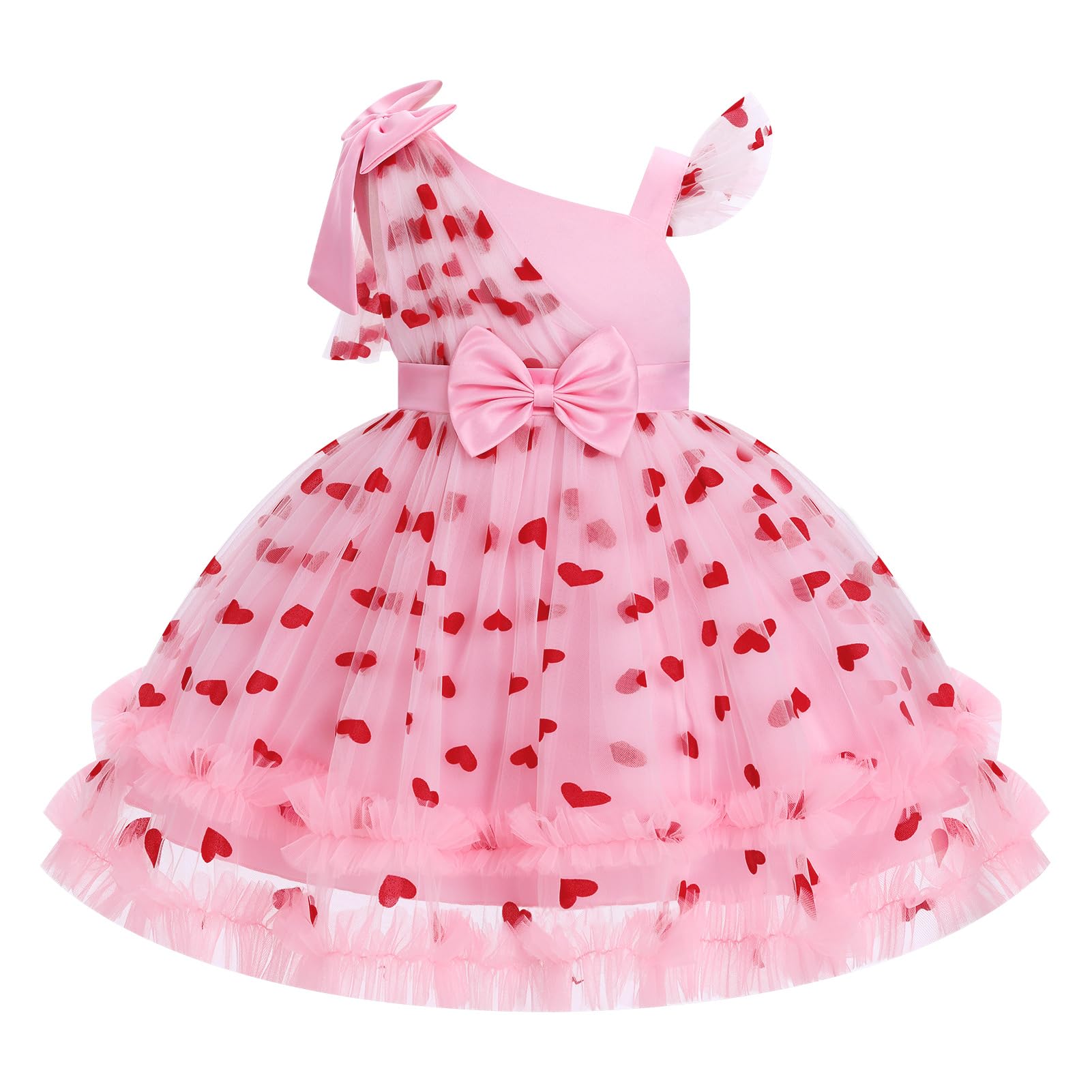 IBTOM CASTLE Girls Birthday Party Dress Heart Glitters Tulle Princess Dress Toddler Flower Girl Wedding Prom Pageant Dress