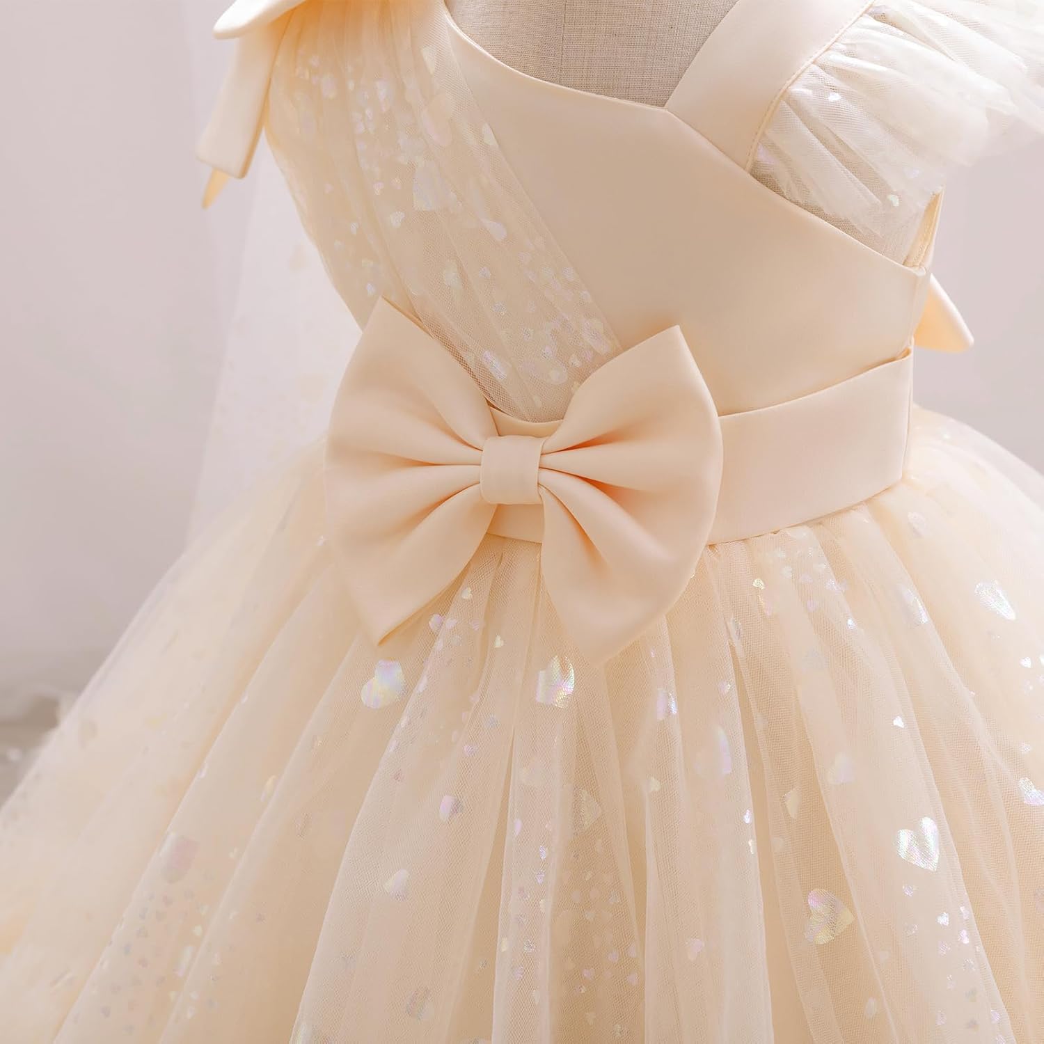 IBTOM CASTLE Girls Birthday Party Dress Heart Glitters Tulle Princess Dress Toddler Flower Girl Wedding Prom Pageant Dress