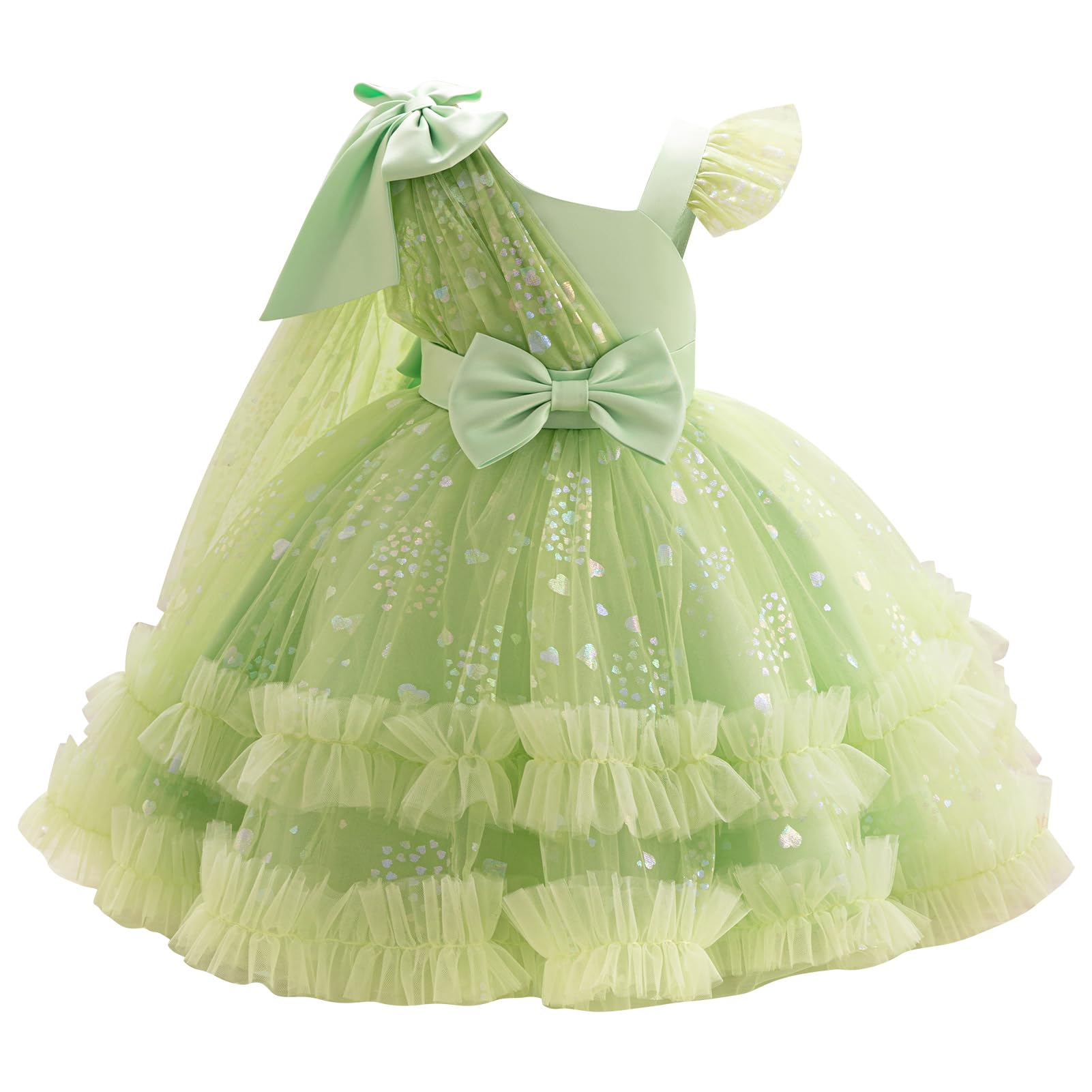 IBTOM CASTLE Girls Birthday Party Dress Heart Glitters Tulle Princess Dress Toddler Flower Girl Wedding Prom Pageant Dress