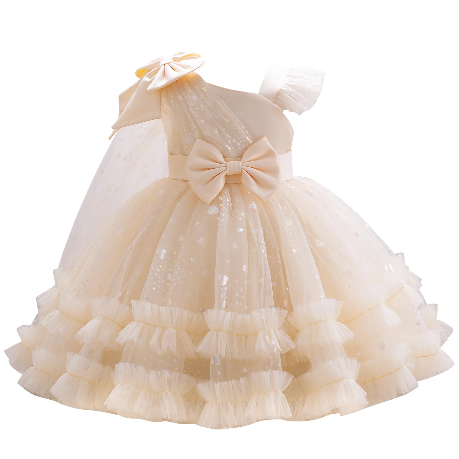 IBTOM CASTLE Girls Birthday Party Dress Heart Glitters Tulle Princess Dress Toddler Flower Girl Wedding Prom Pageant Dress