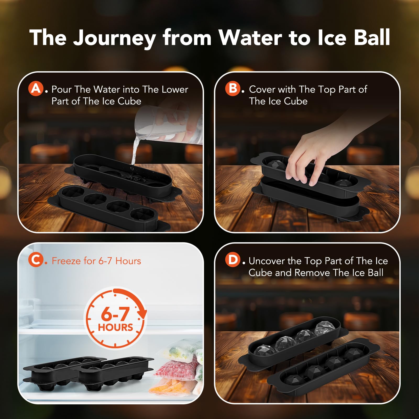 Ice Cube Trays for Freezer - 2-Pack Ice Cube Tray with Lid and Bin，BPA-Free Easy Release Ice Cube Tray for Cocktails, Whiskey, Sodas,Diamond 1 Inch Ice Molds Set