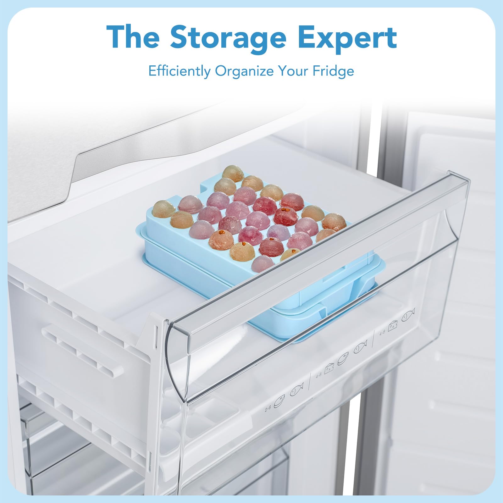 Ice Cube Trays for Freezer - 2-Pack Ice Cube Tray with Lid and Bin，BPA-Free Easy Release Ice Cube Tray for Cocktails, Whiskey, Sodas,Diamond 1 Inch Ice Molds Set