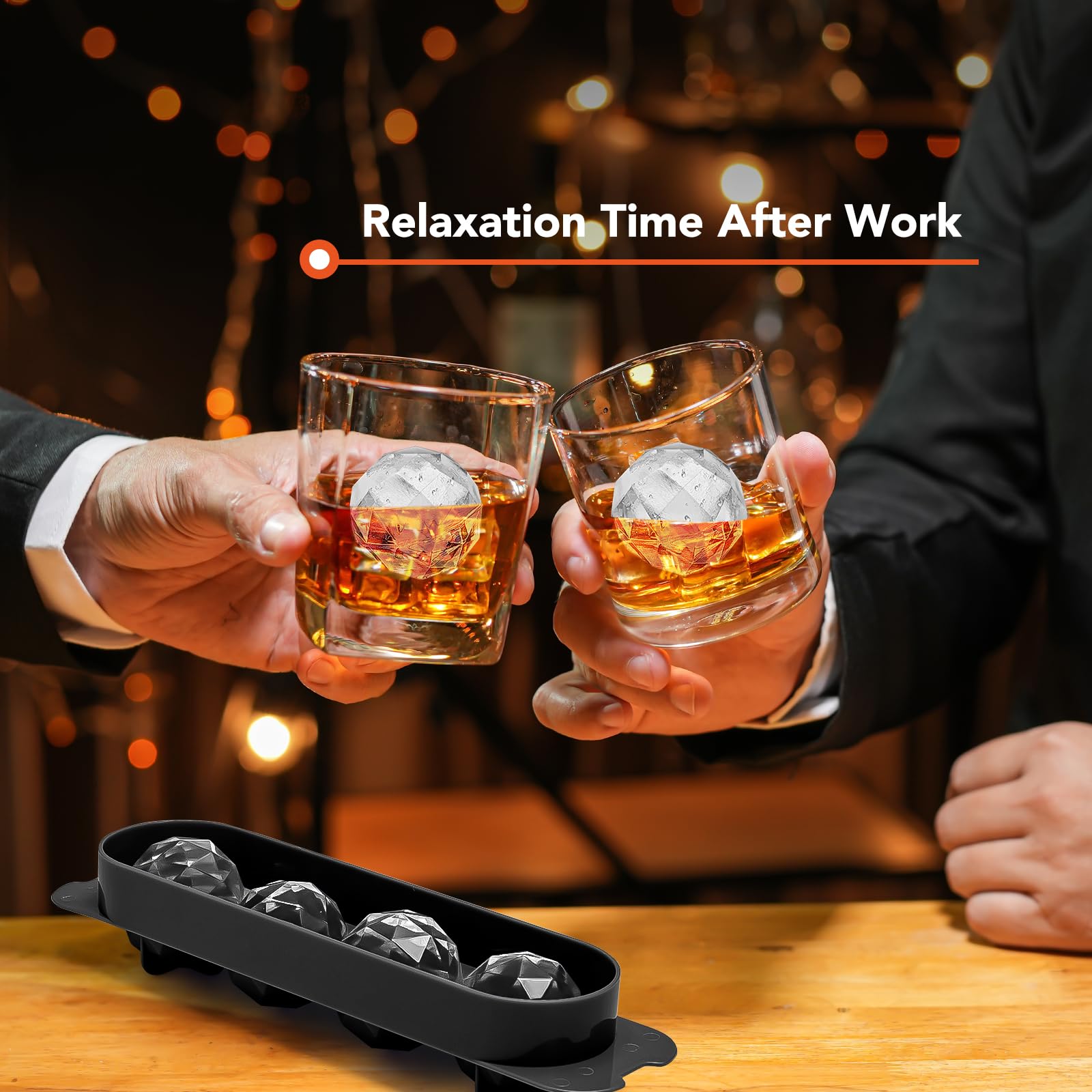 Ice Cube Trays for Freezer - 2-Pack Ice Cube Tray with Lid and Bin，BPA-Free Easy Release Ice Cube Tray for Cocktails, Whiskey, Sodas,Diamond 1 Inch Ice Molds Set