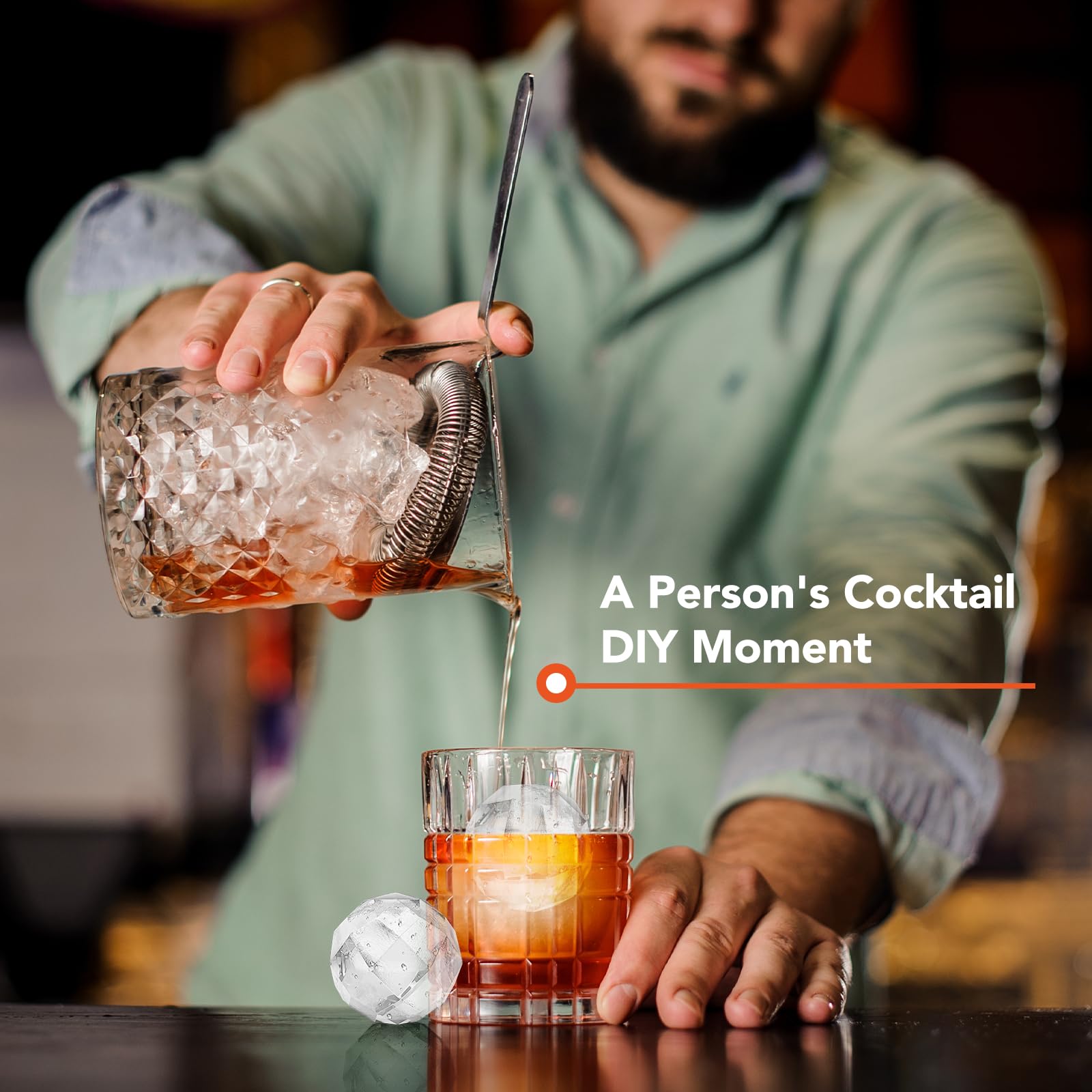 Ice Cube Trays for Freezer - 2-Pack Ice Cube Tray with Lid and Bin，BPA-Free Easy Release Ice Cube Tray for Cocktails, Whiskey, Sodas,Diamond 1 Inch Ice Molds Set