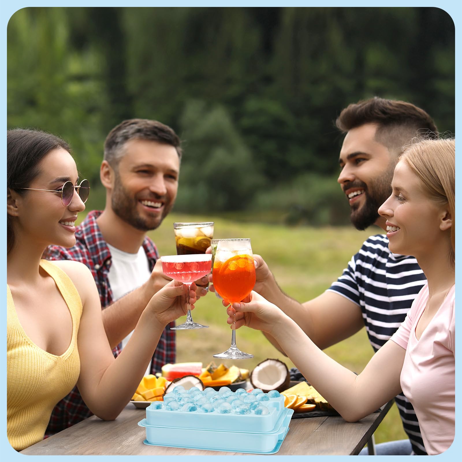 Ice Cube Trays for Freezer - 2-Pack Ice Cube Tray with Lid and Bin，BPA-Free Easy Release Ice Cube Tray for Cocktails, Whiskey, Sodas,Diamond 1 Inch Ice Molds Set