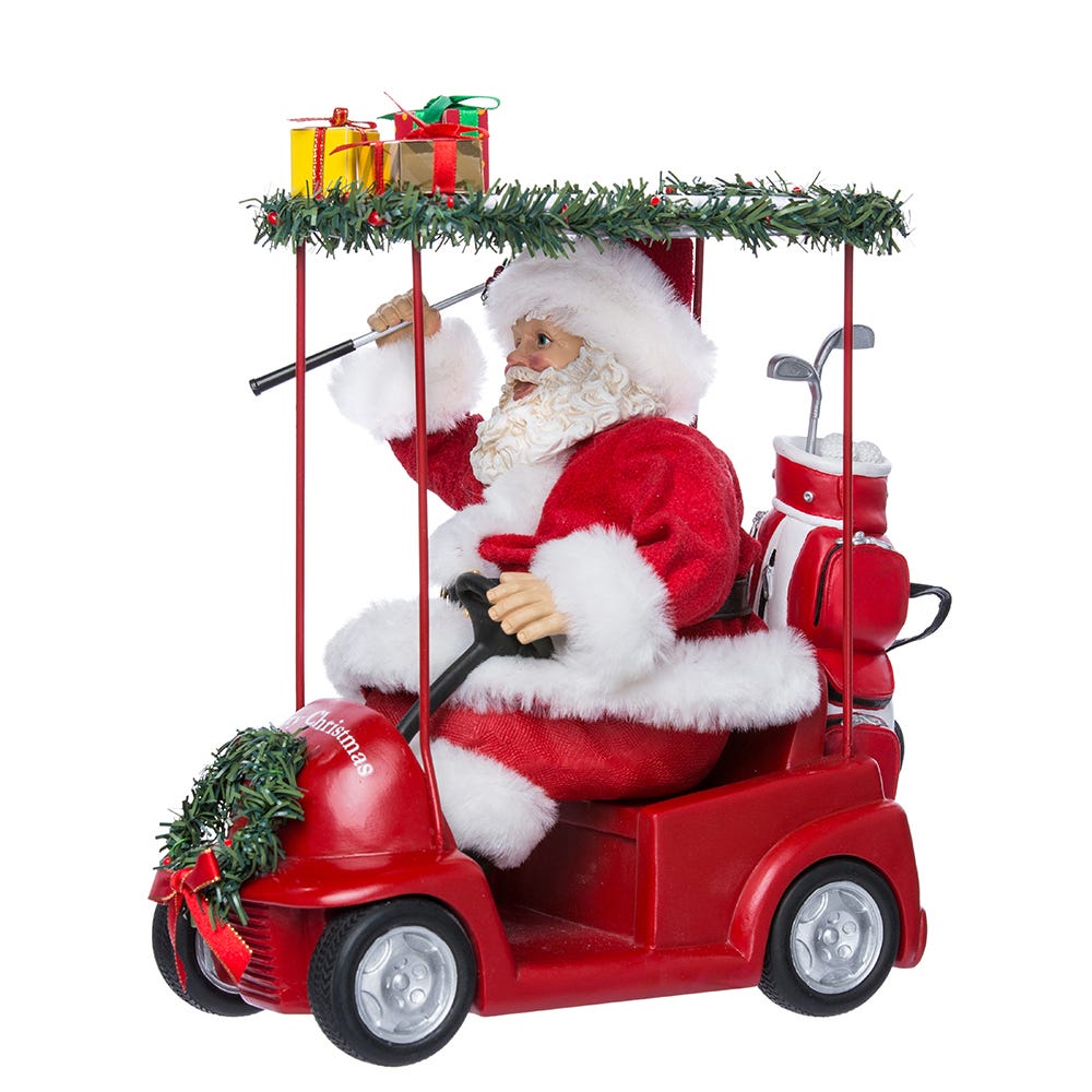 Santa Driving Golf Cart - 11 inch Fabriche