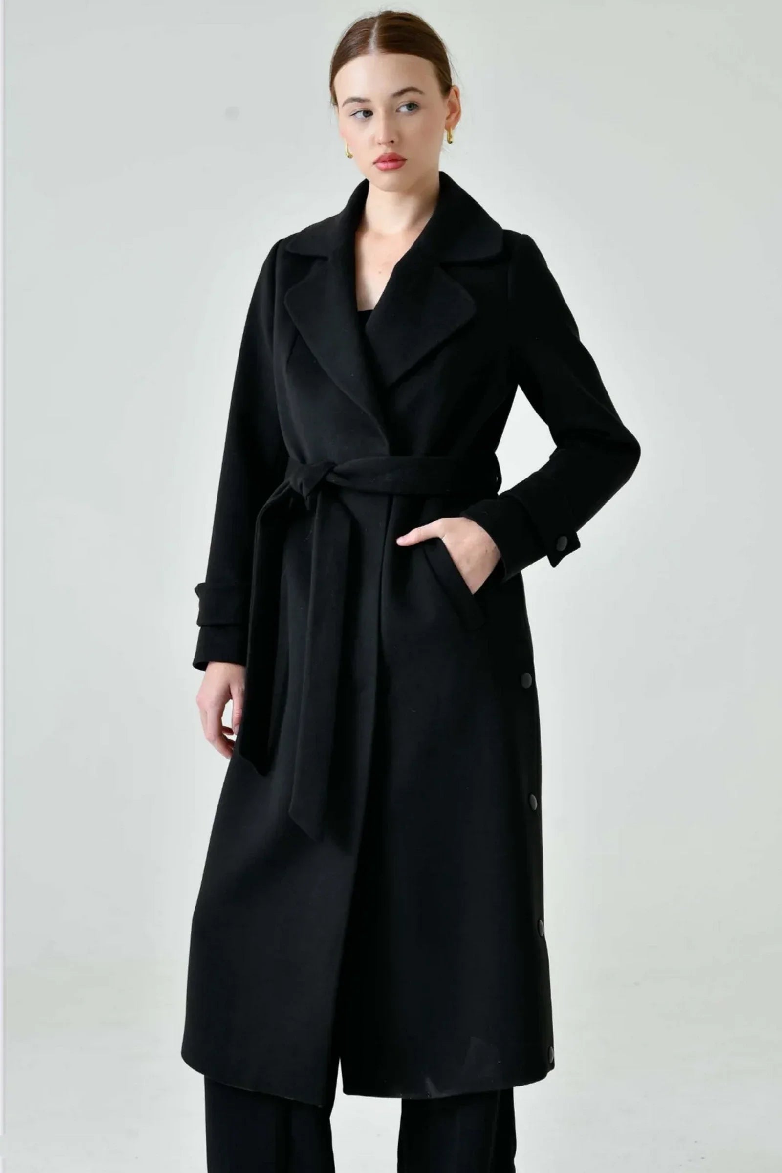 Camille Cashmere Blend Coat in Black