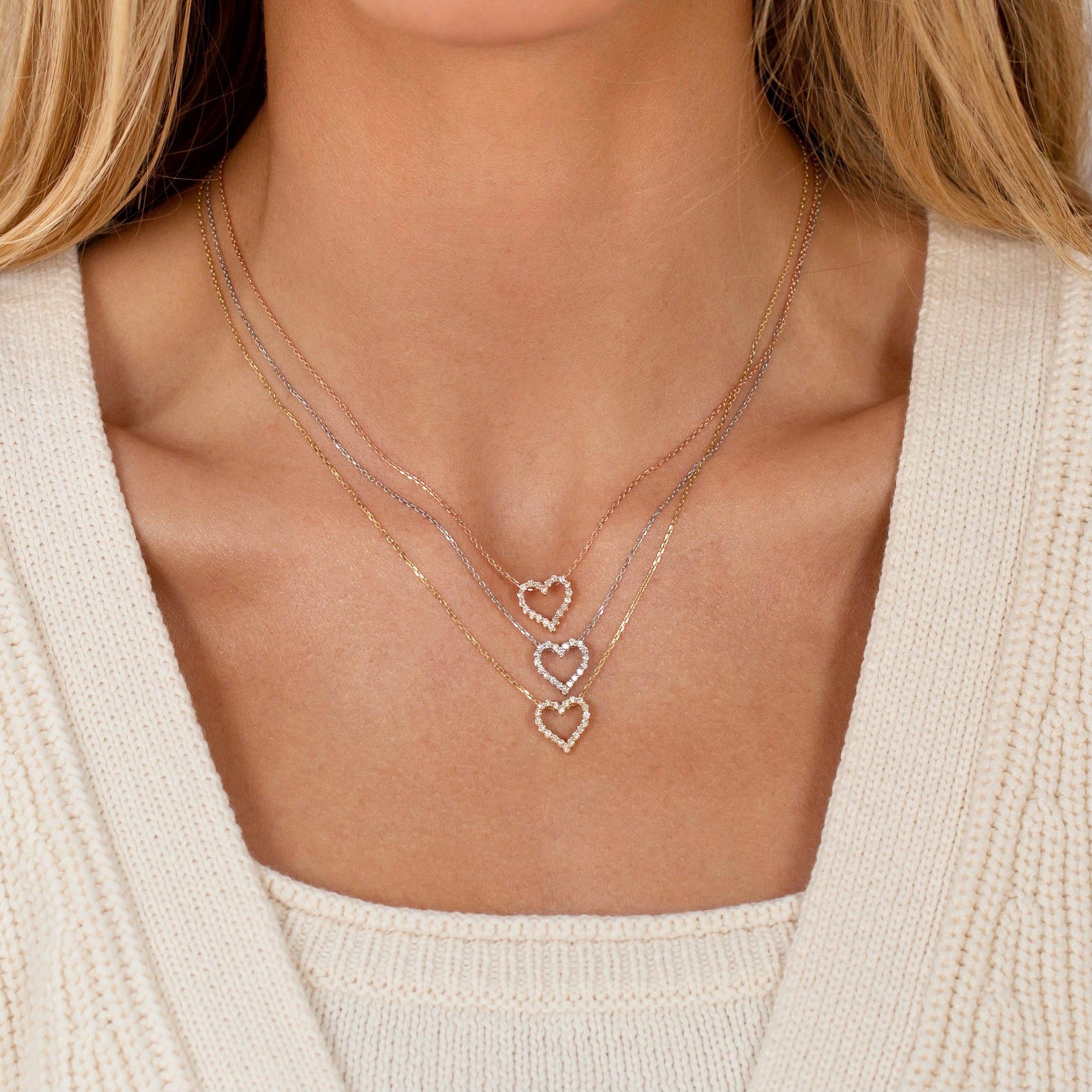  Classic Diamond Heart Necklace 14K - Adina's Jewels
