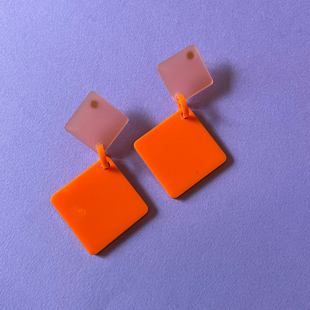 Diamond Drop Earrings - Orange by BOBBYK